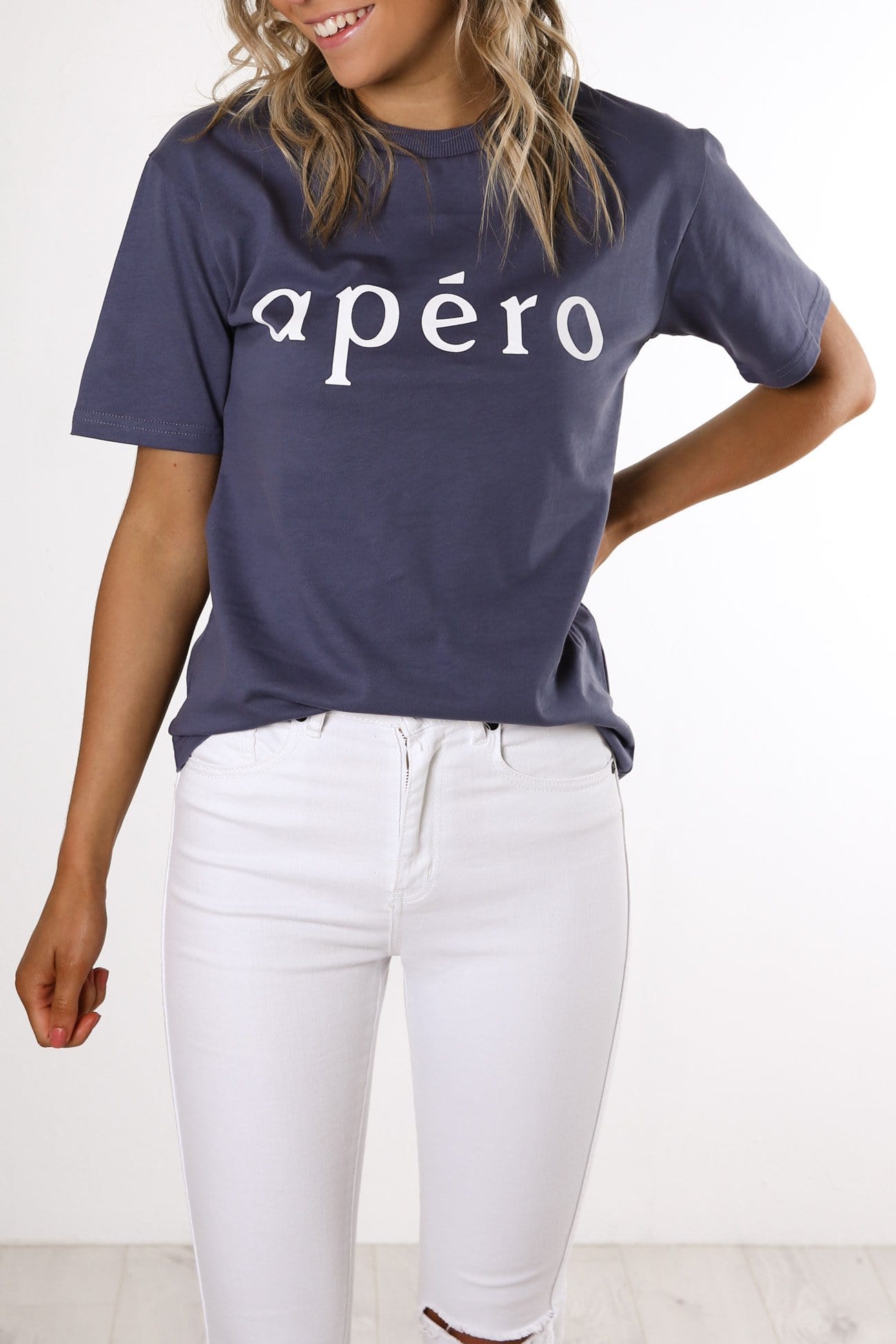 Apero Printed Tee Indigo White