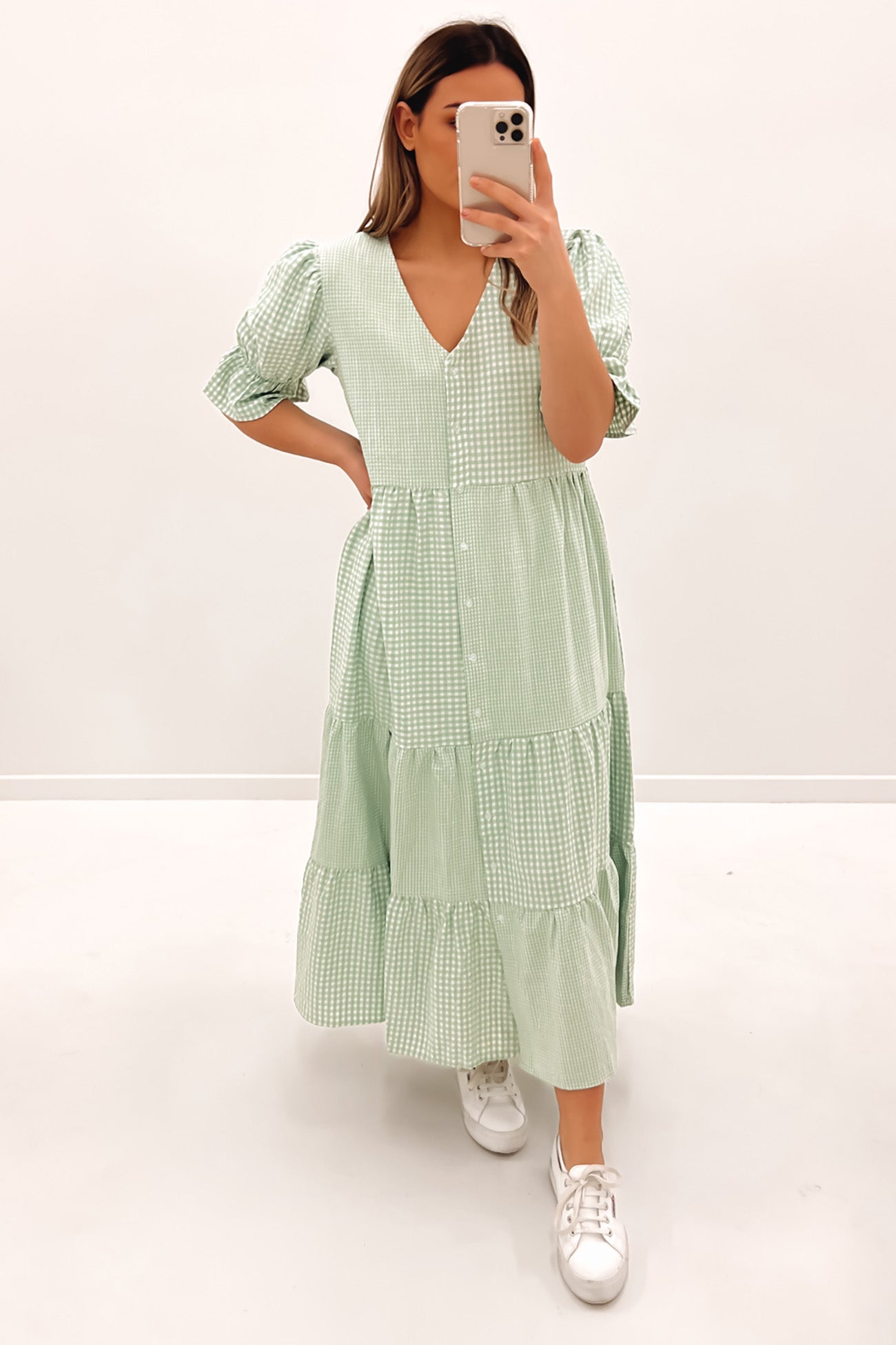 Asha Maxi Dress Sage Check