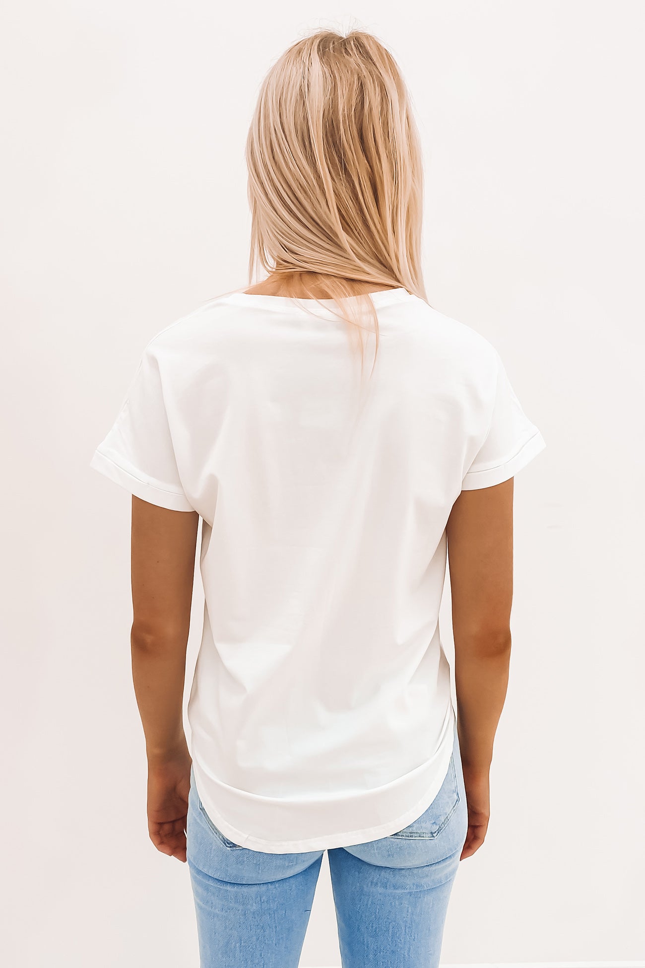 Ave Beaded Tee White Orange