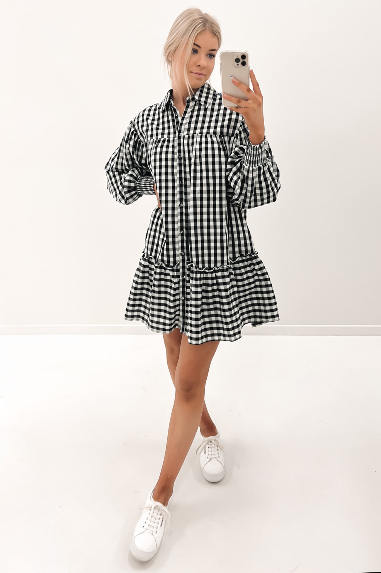 Brandi Mini Dress Black White Check