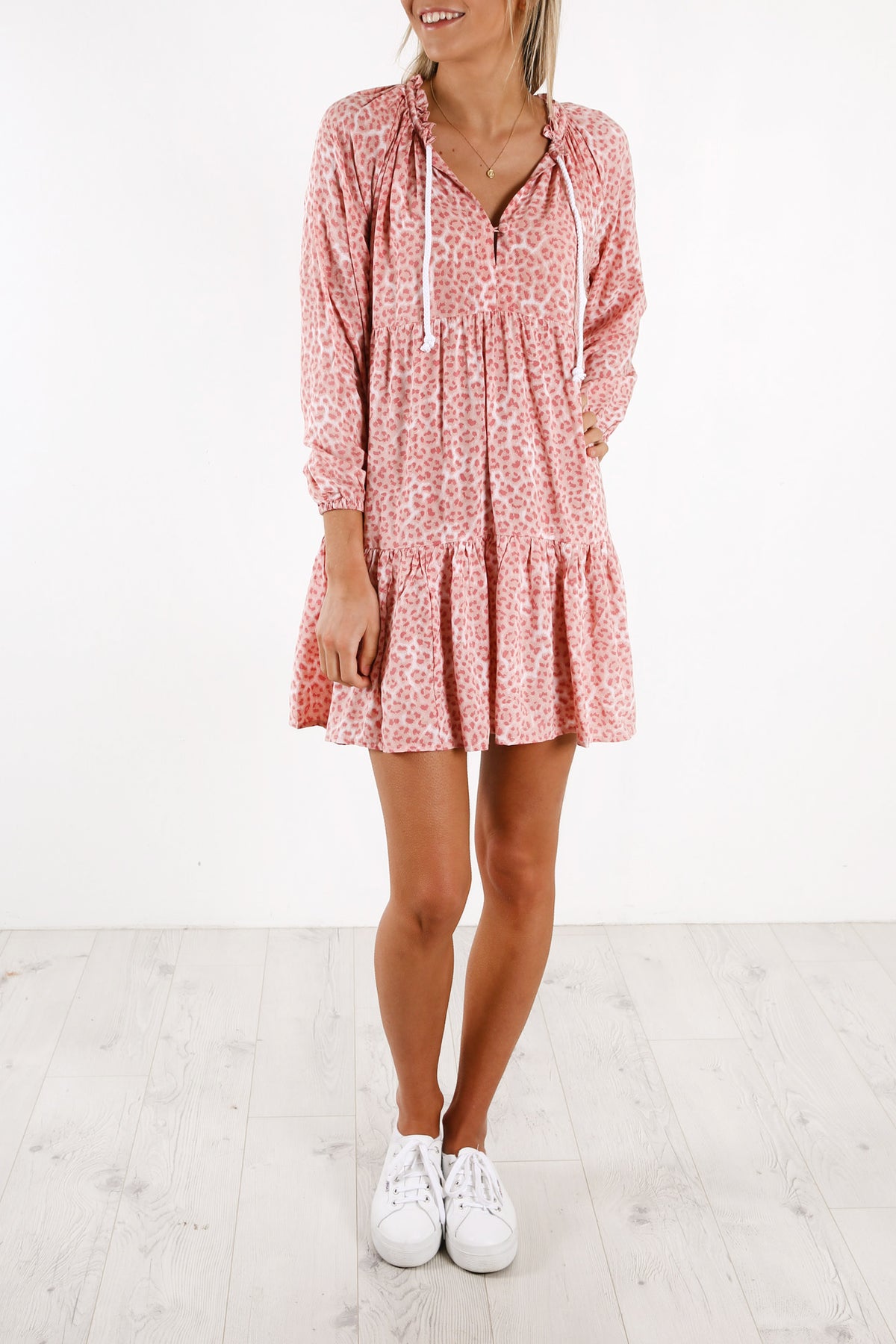 Cali Rope Mini Dress Pink Leopard