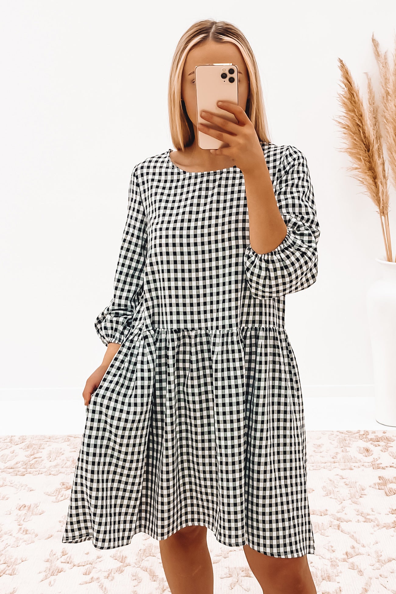 Cameron Mini Dress Black Check