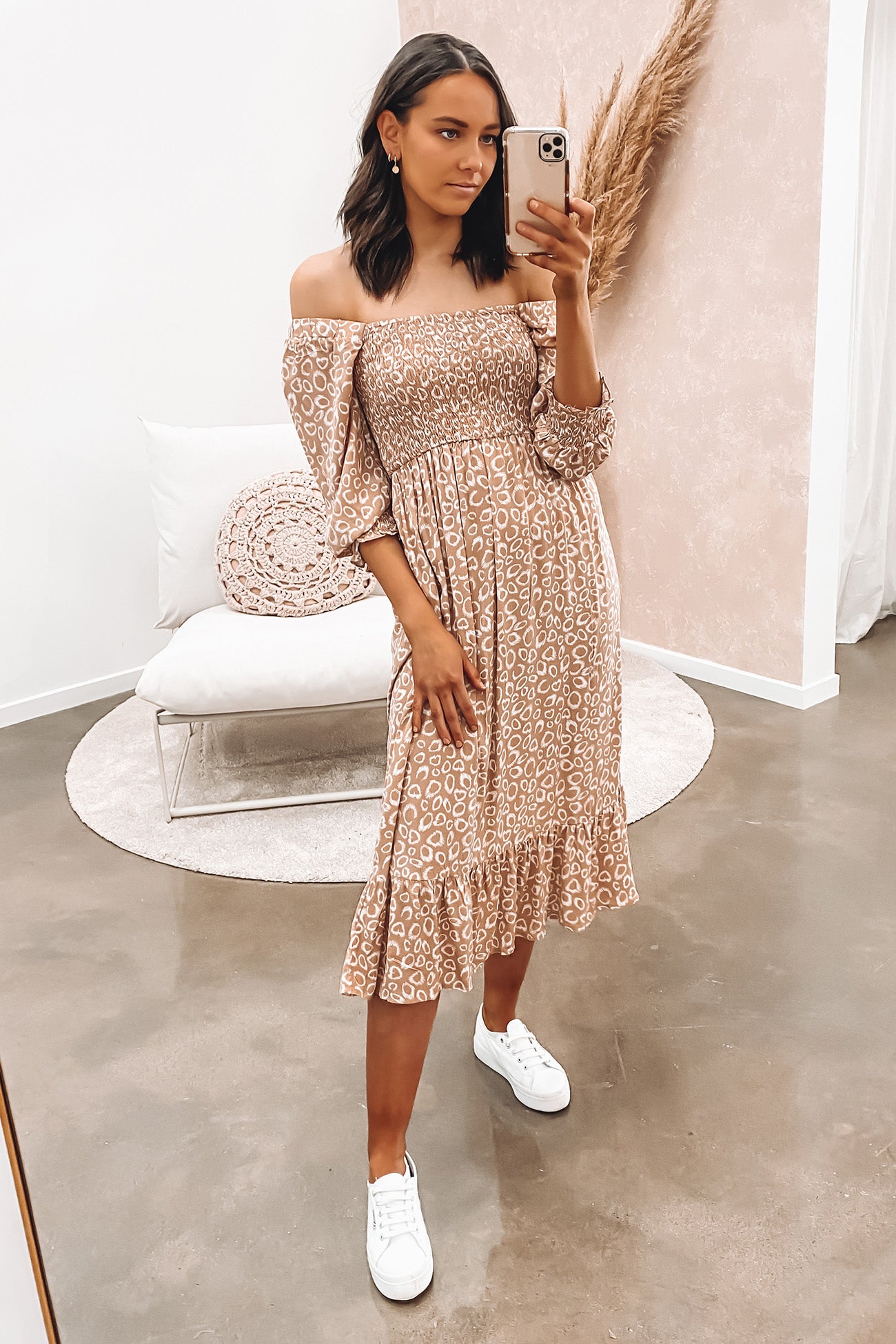 Carley Midi Dress Tan