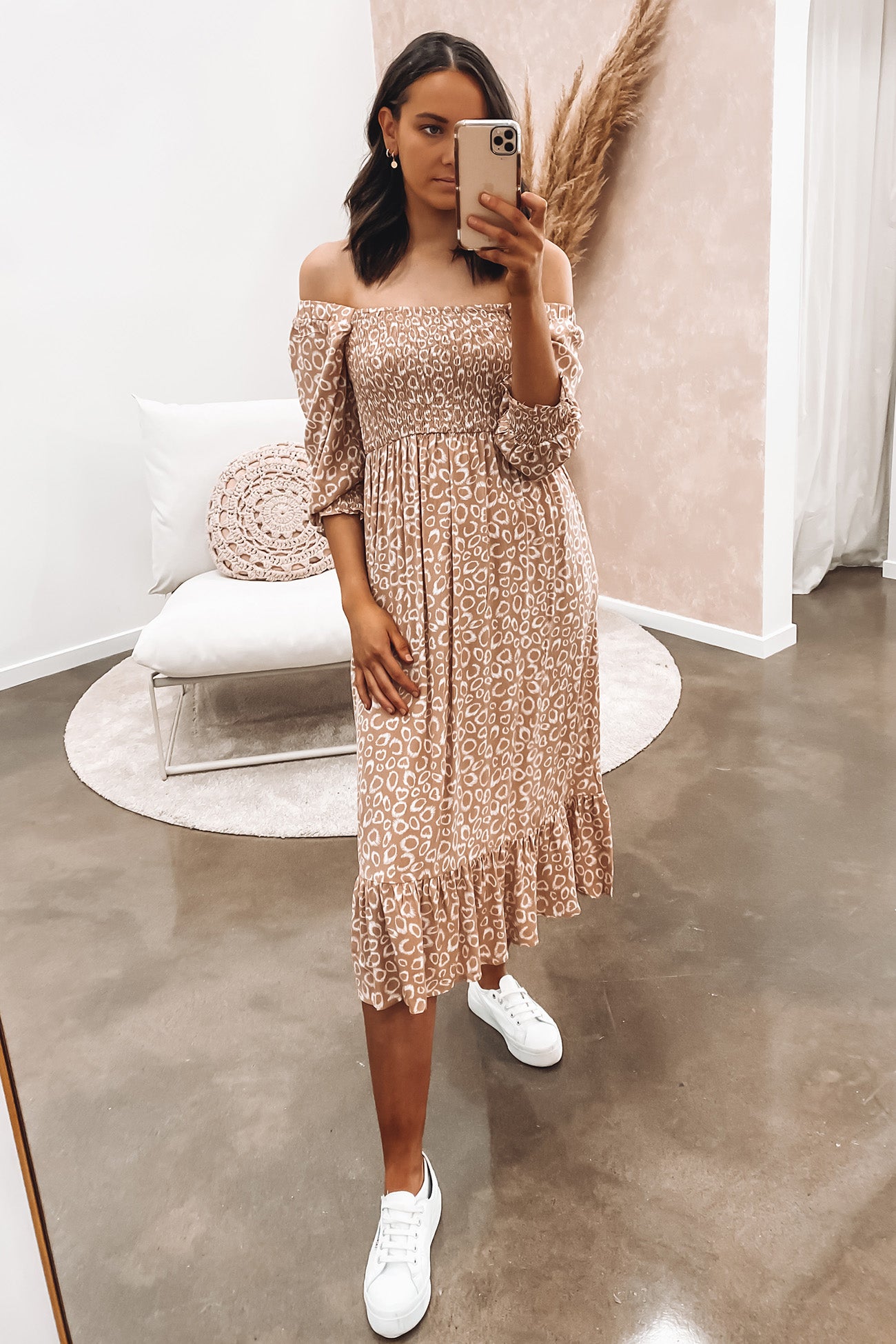 Carley Midi Dress Tan