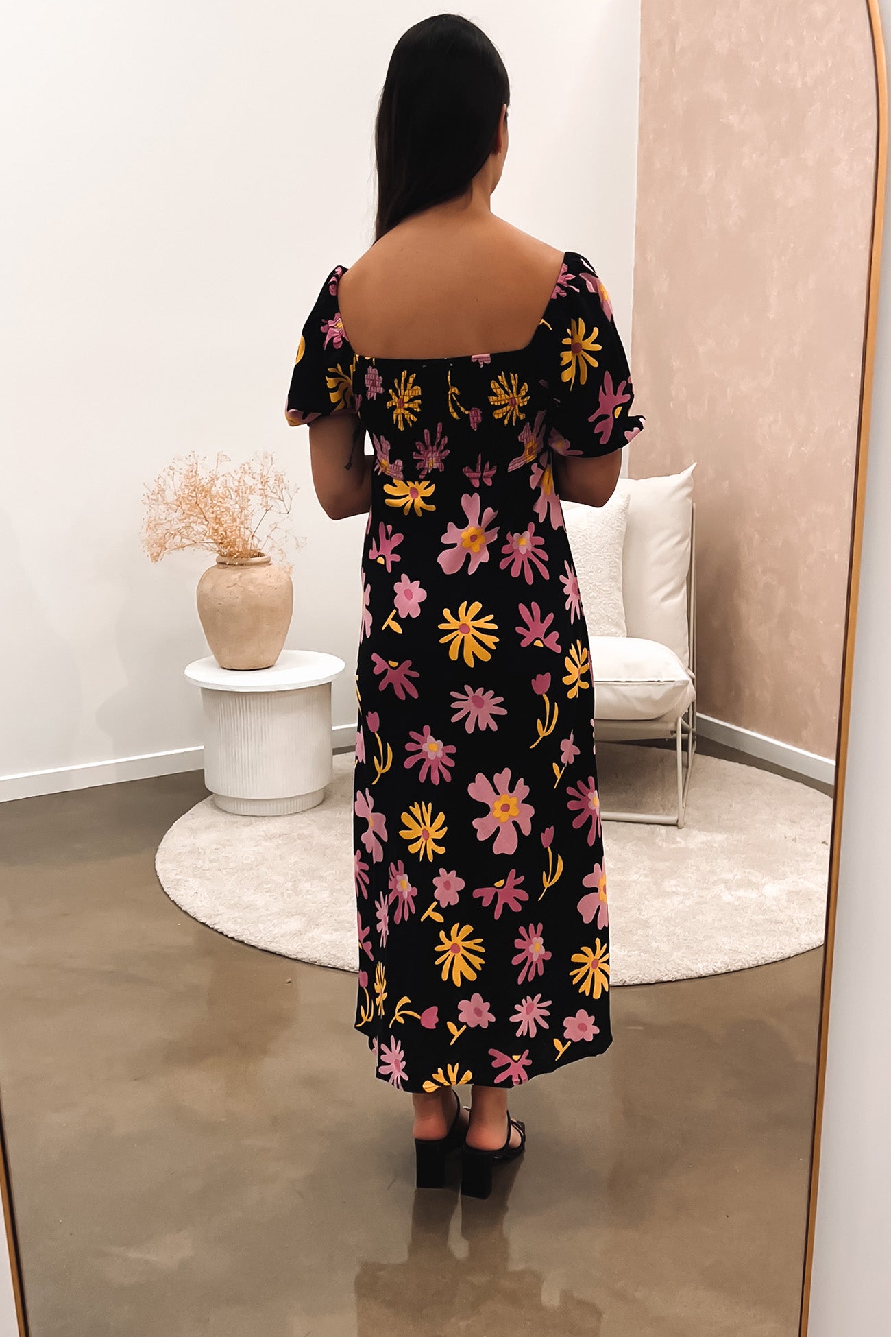 Catalina Midi Dress Black Multi