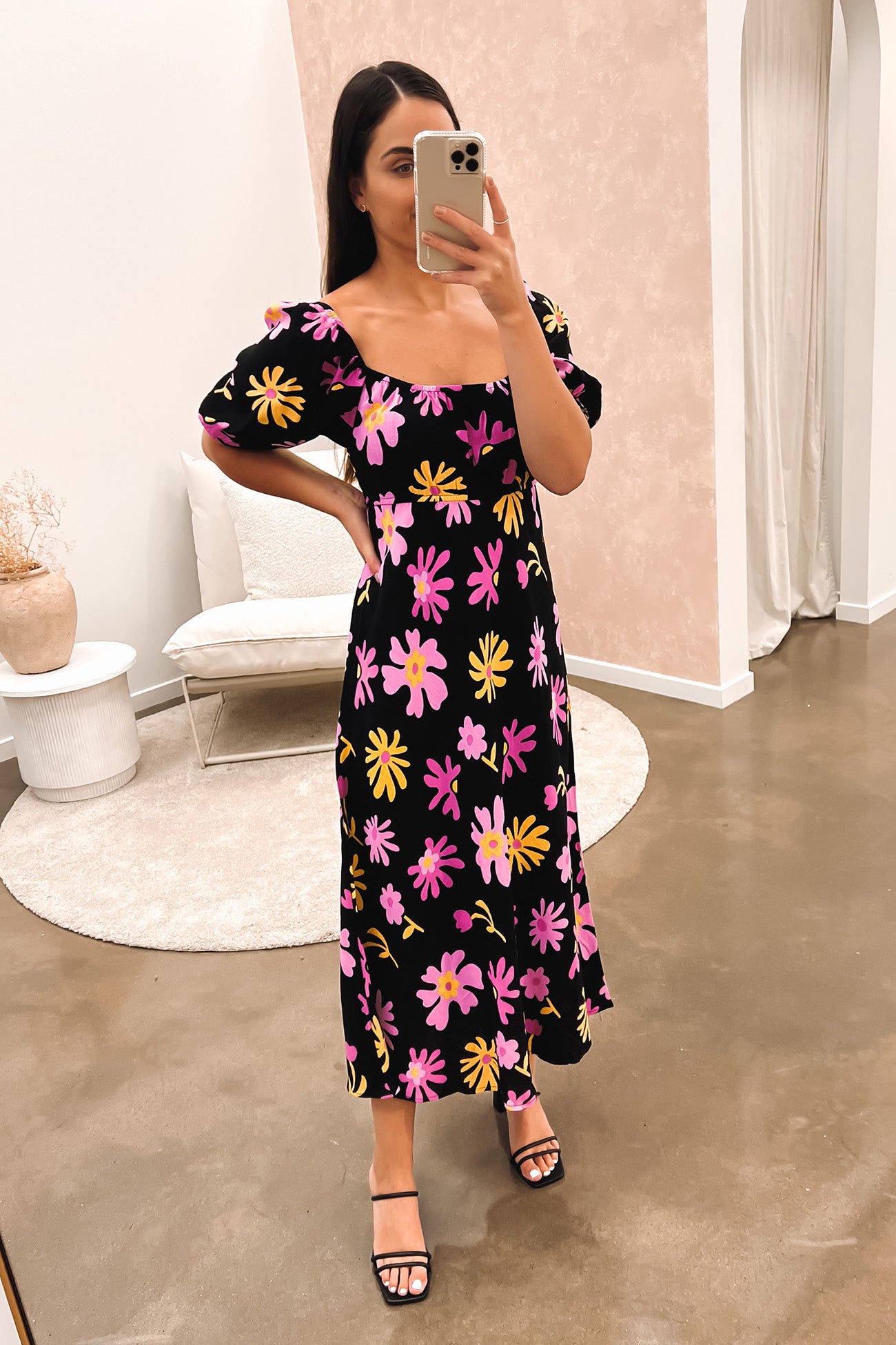 Catalina Midi Dress Black Multi