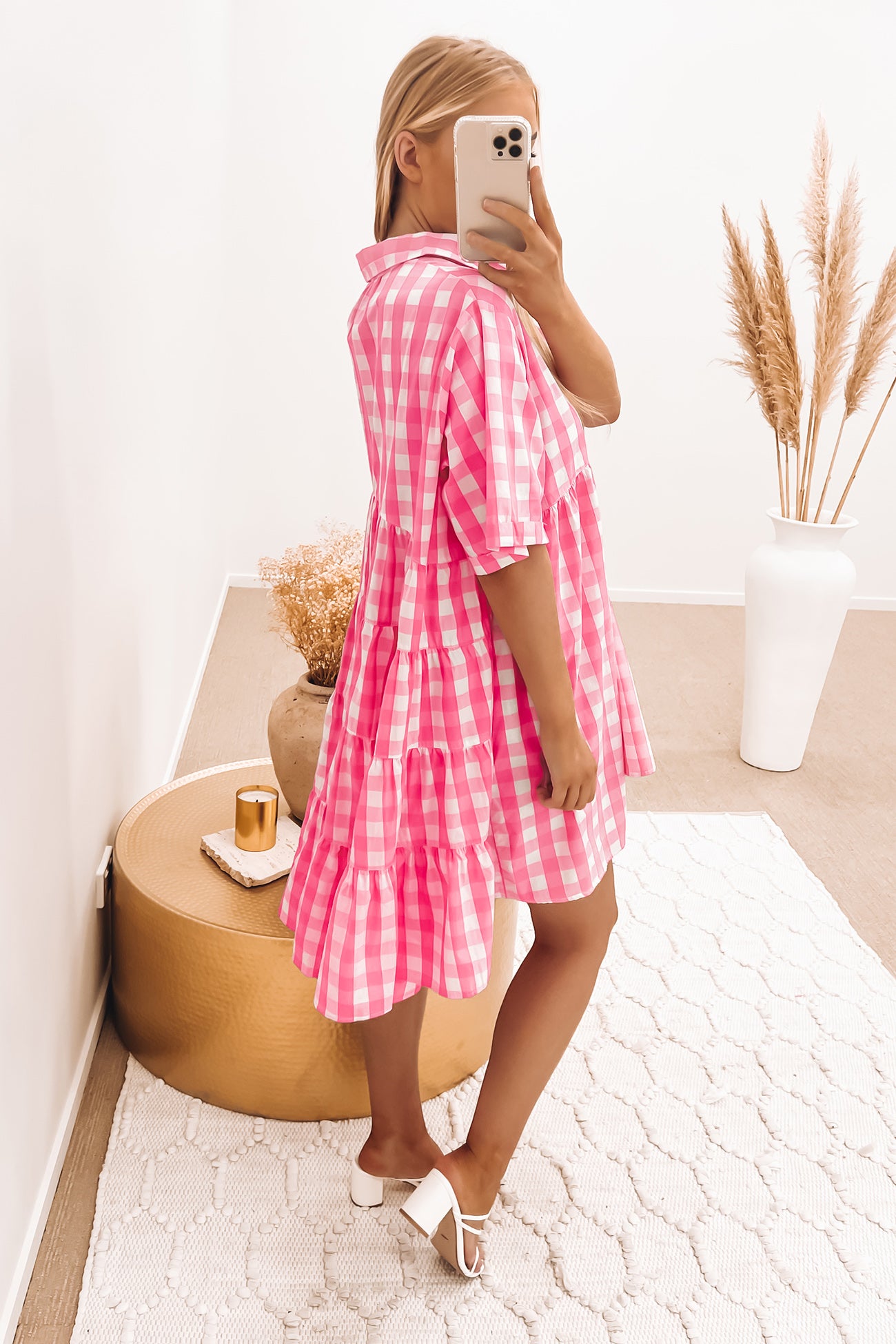 Cecily Mini Dress Pink Check