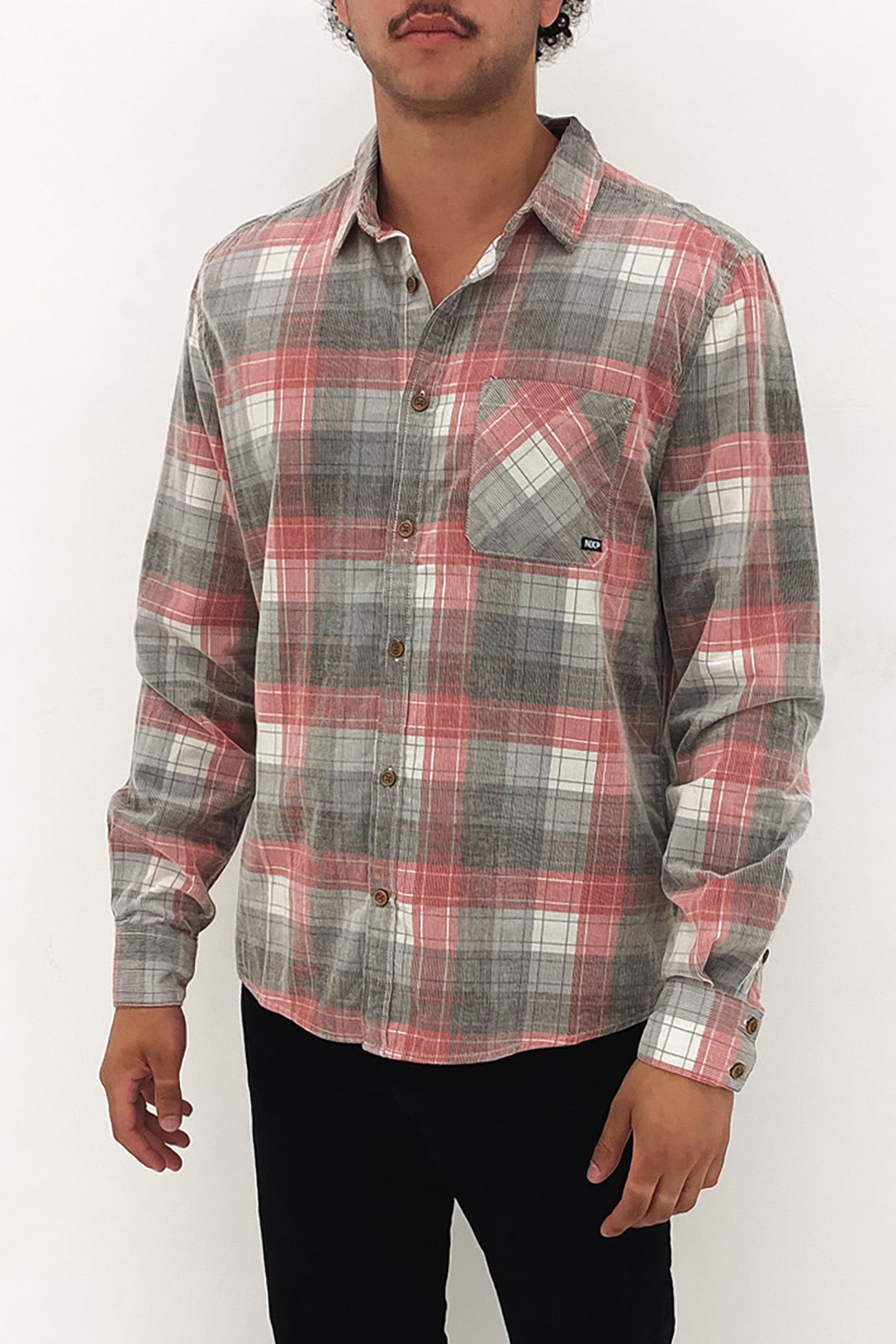 Charge Cord Casual Long Sleeve Shirt Red Check