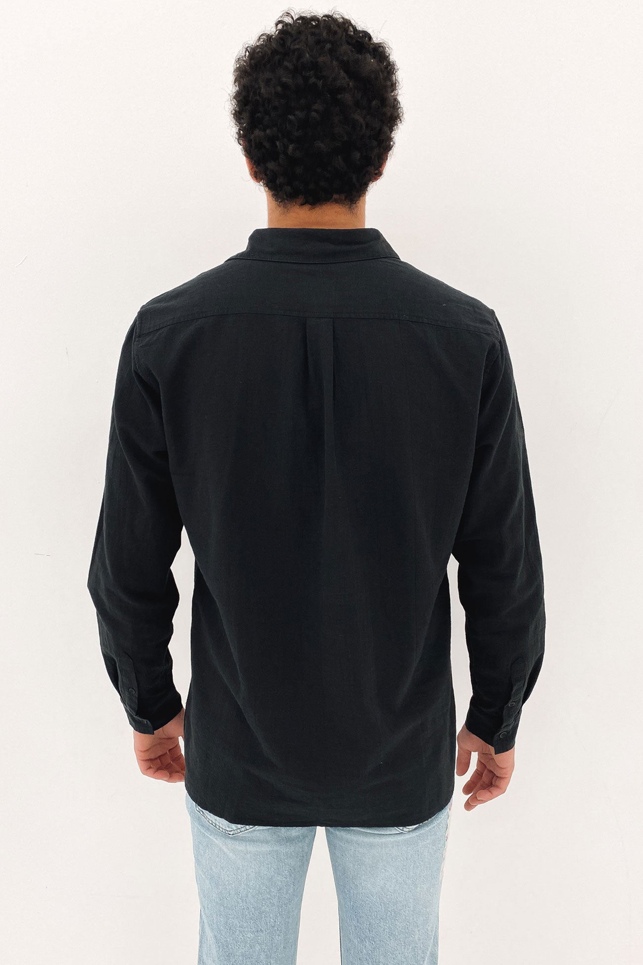 Classic Linen Long Sleeve Shirt Vintage Black