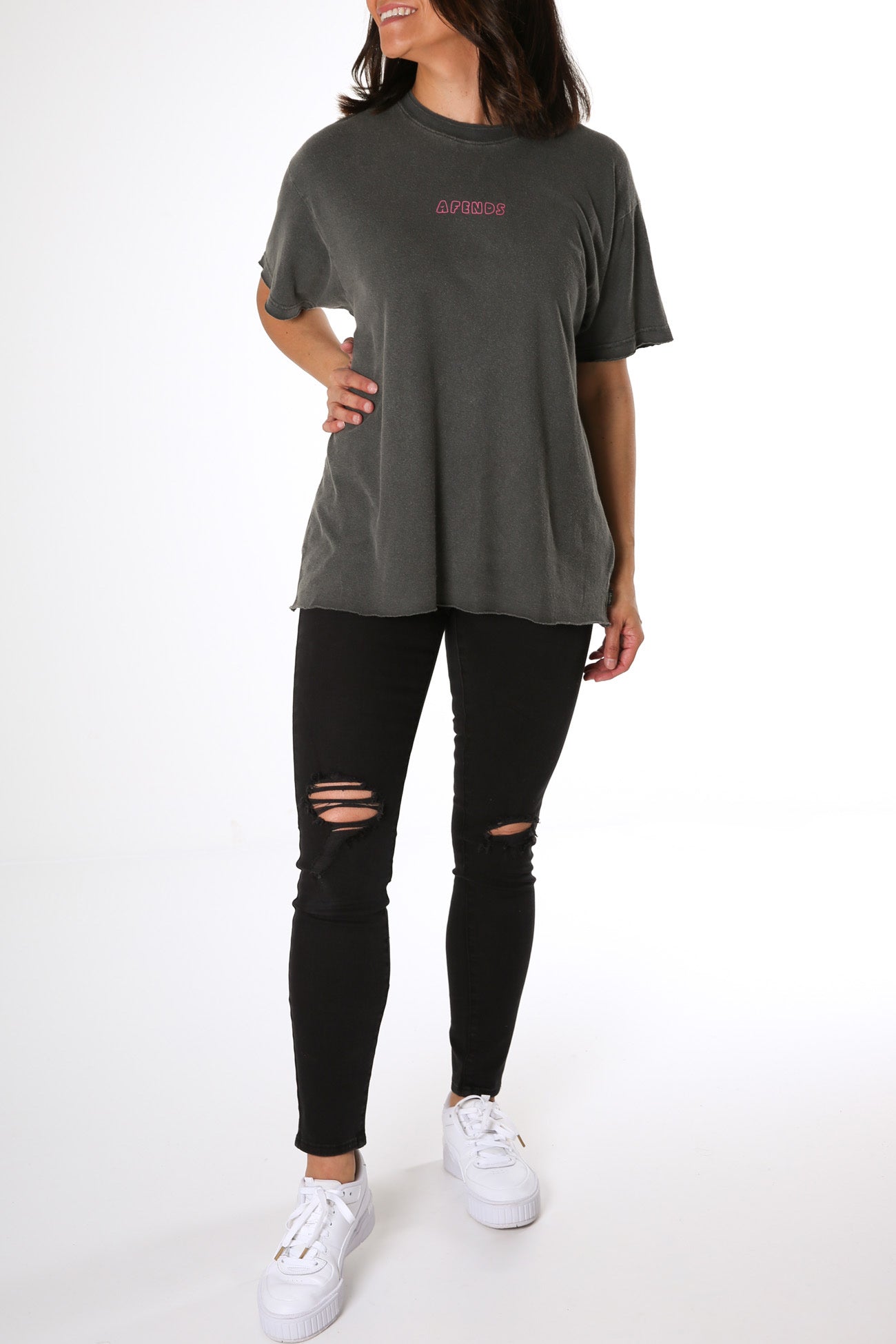 Clementine Hemp Oversized Tee Stone Black
