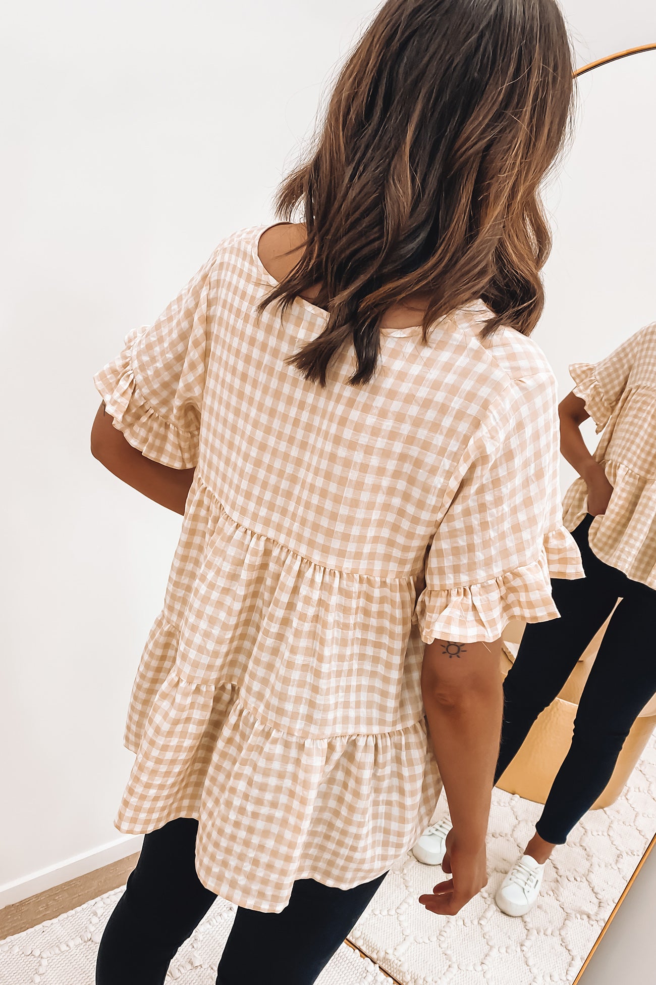 Colson Top Beige Gingham