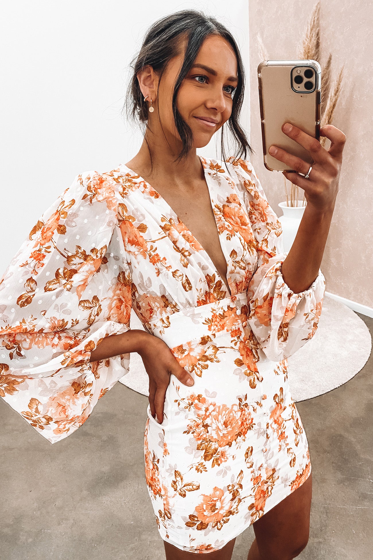 Cooper Mini Dress Orange Floral