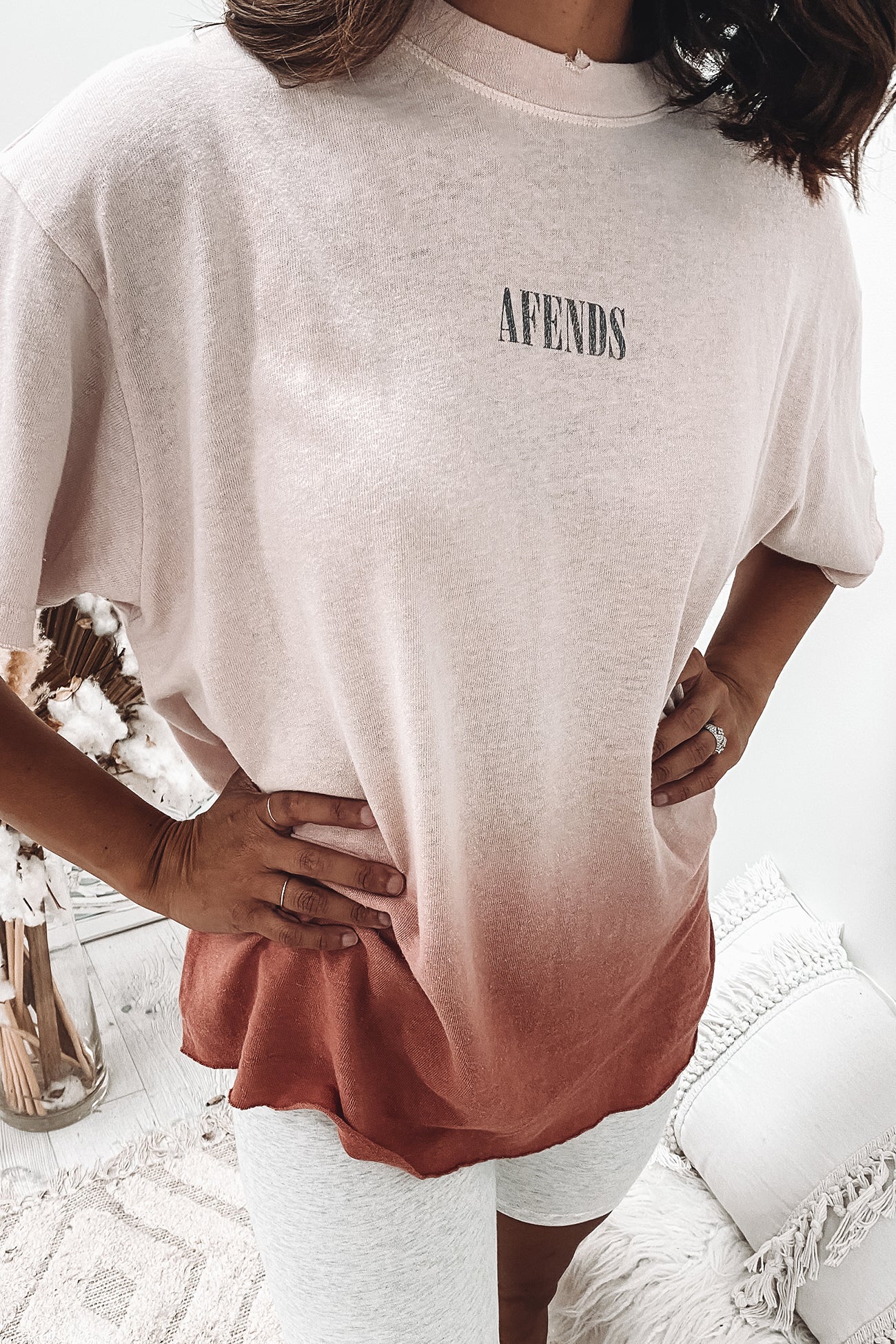 Courtney Love Hemp Oversized Tee Ash Pink Dip Dye