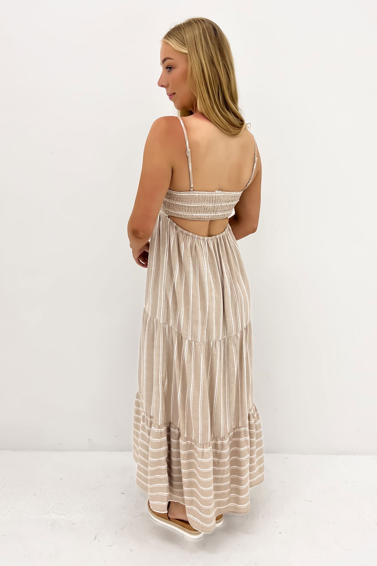 Dannili Midi Dress Taupe Stripe
