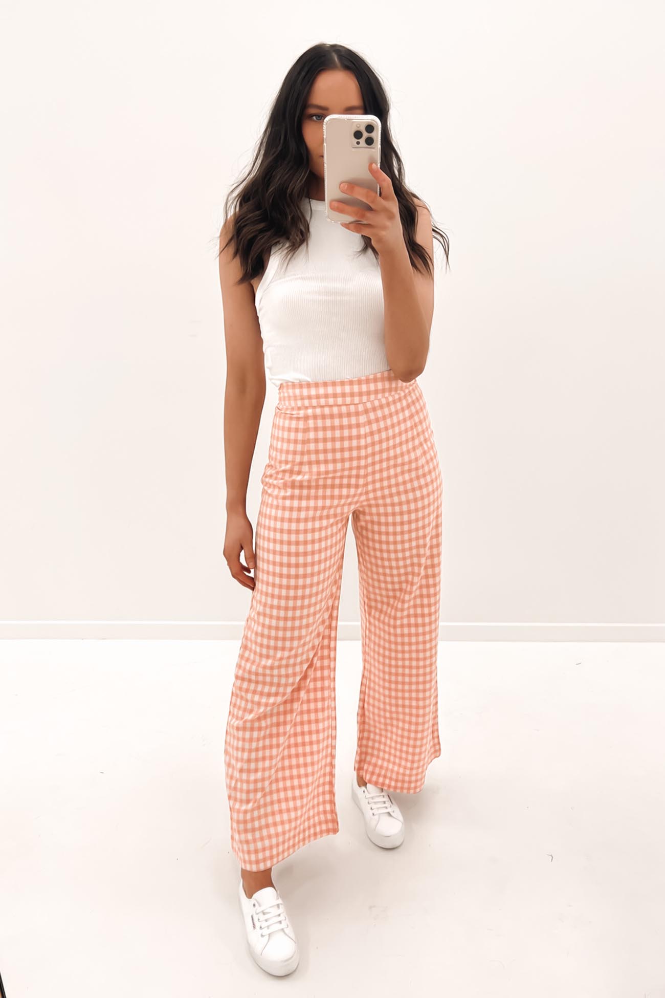 Dorothy Pant Peach Check