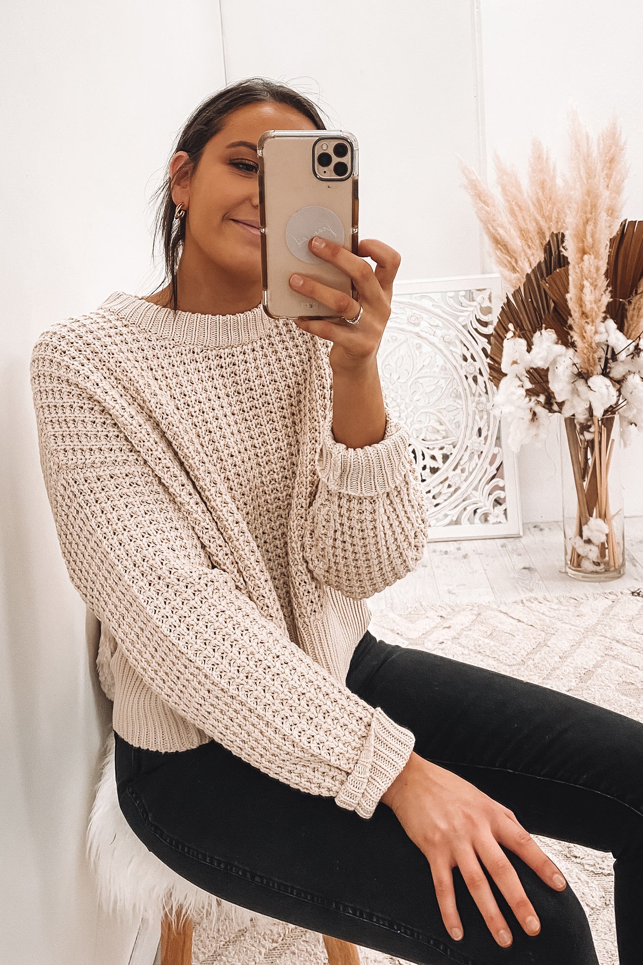 Eden Waffle Knit Jumper Off White