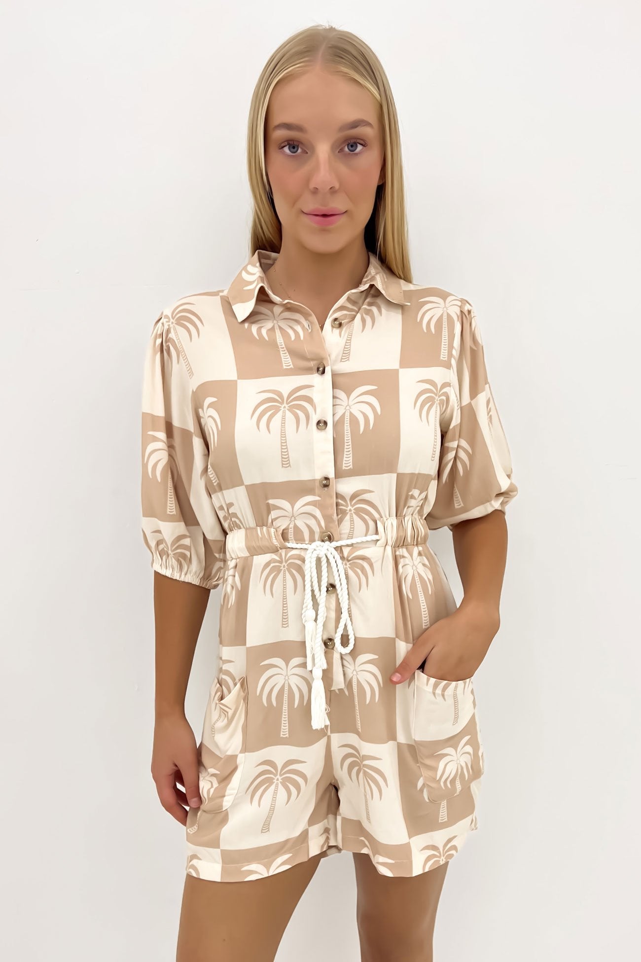 Eliza Playsuit Latte Palm