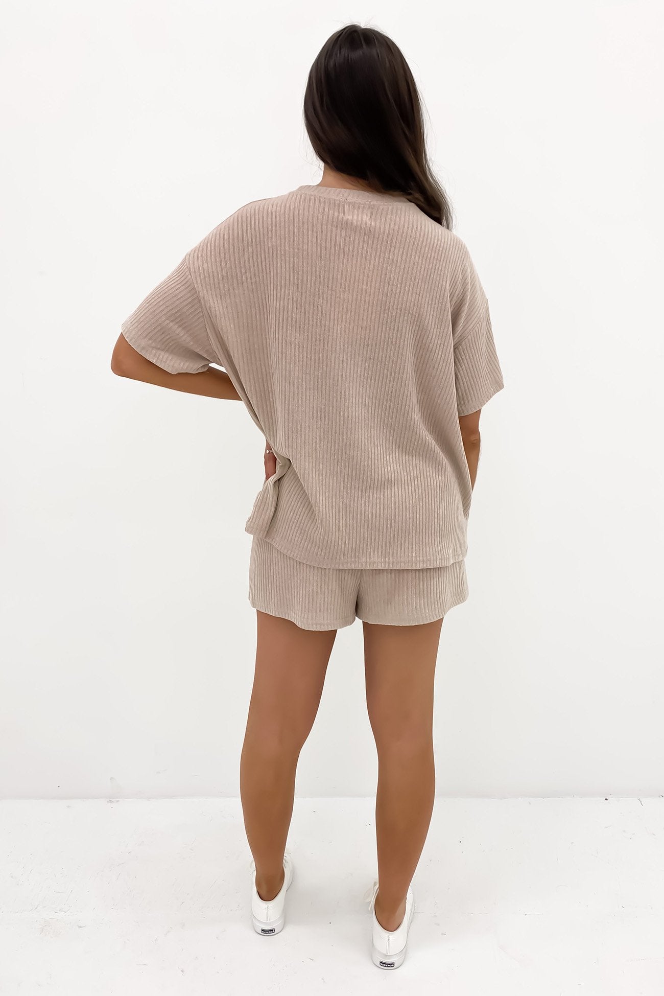 Elkie Ribbed Lounge Set Taupe