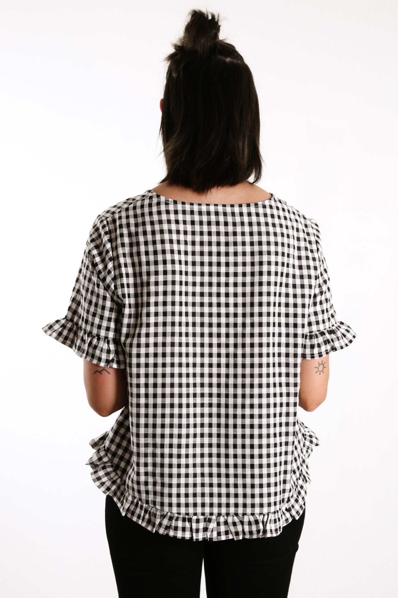 Ellis Gingham Top Black