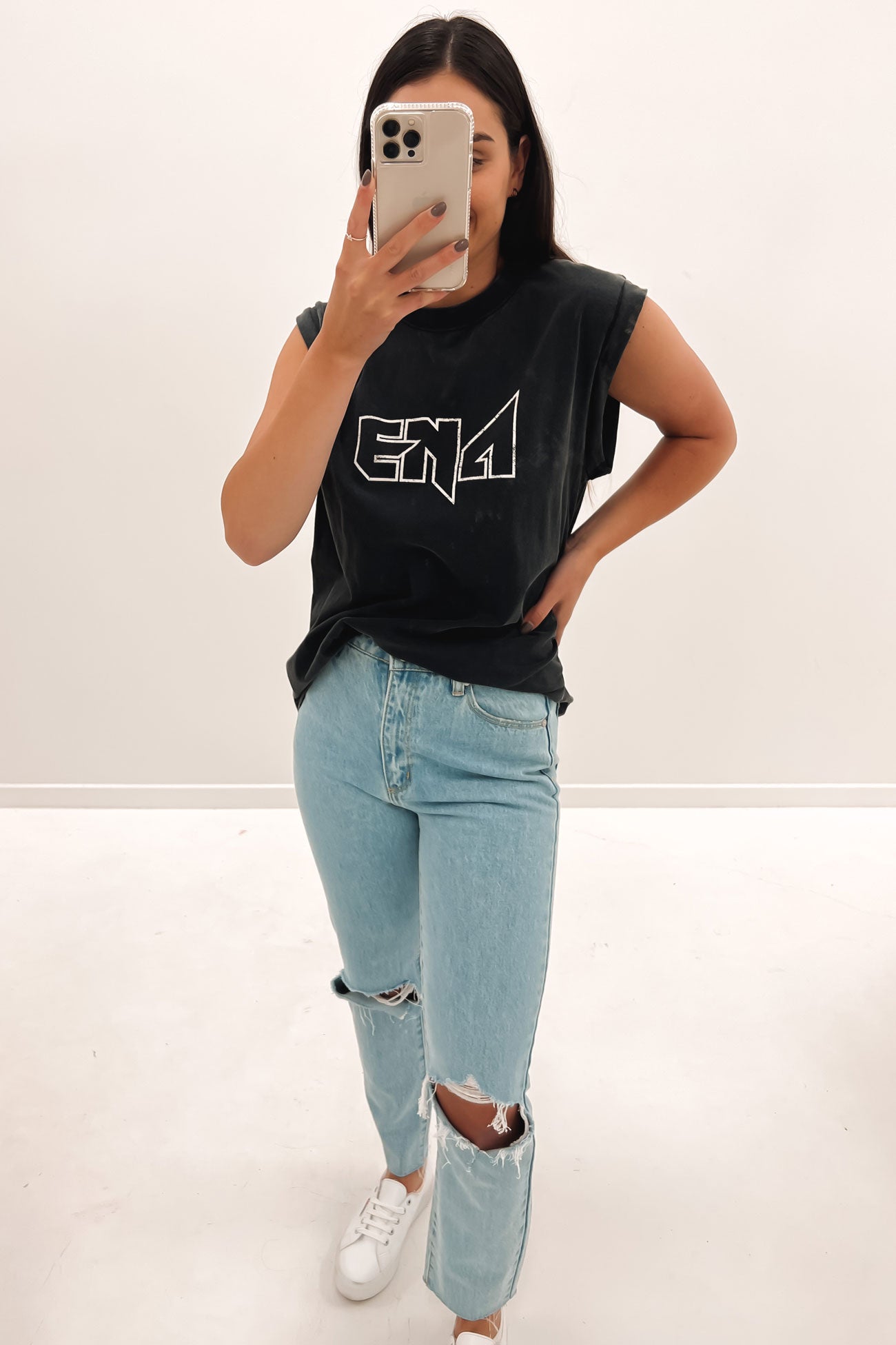 Ena Logo Tank Vintage Black