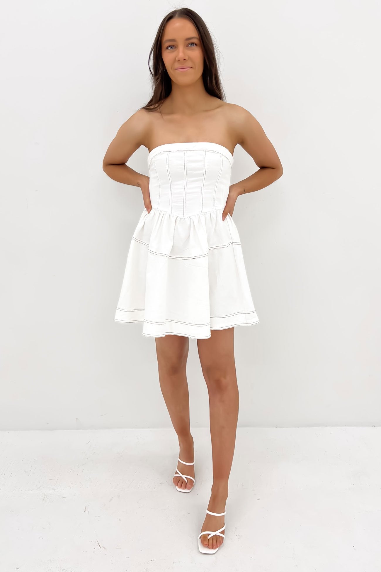 Erin Denim Mini Dress White