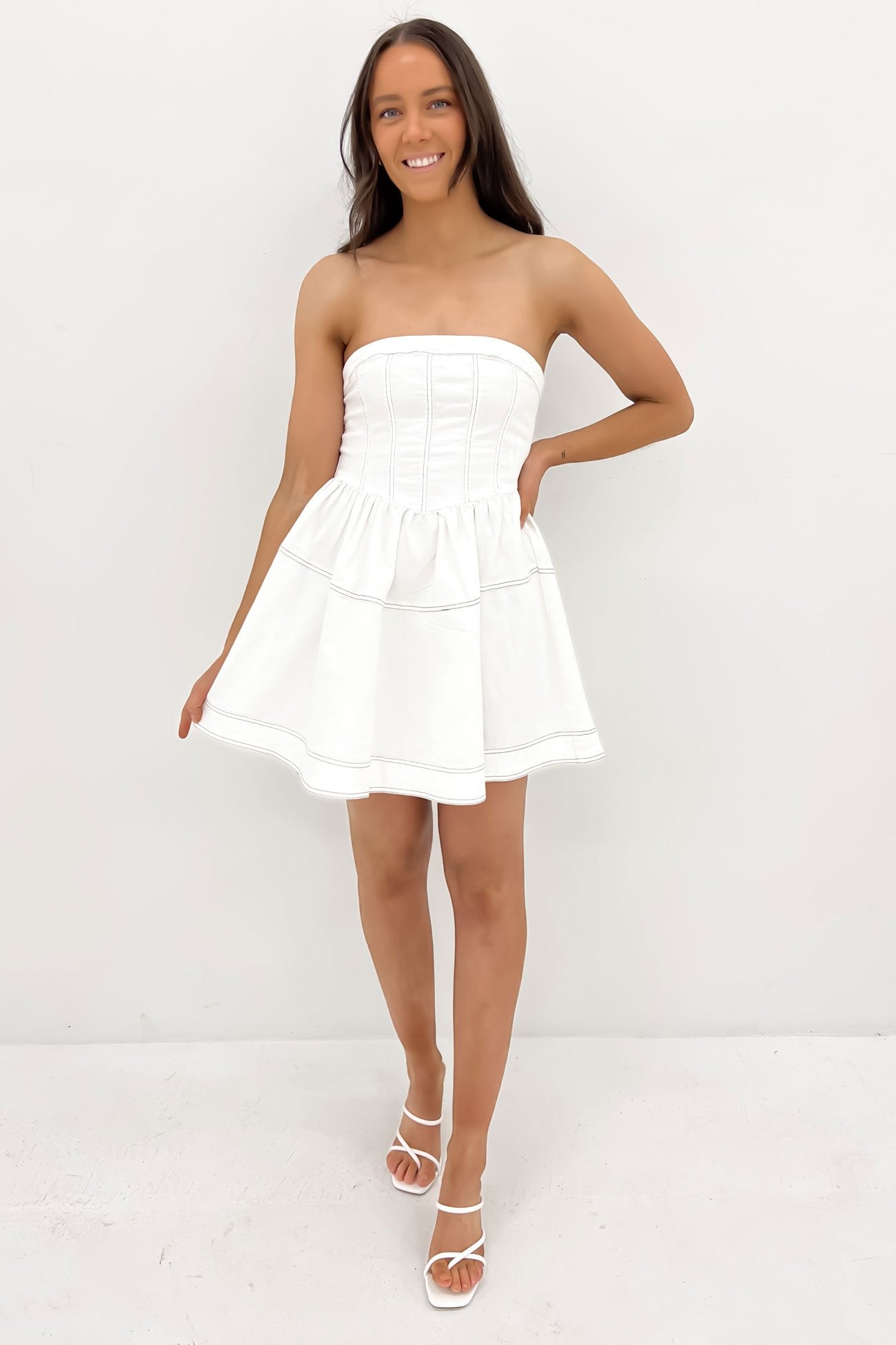Erin Denim Mini Dress White