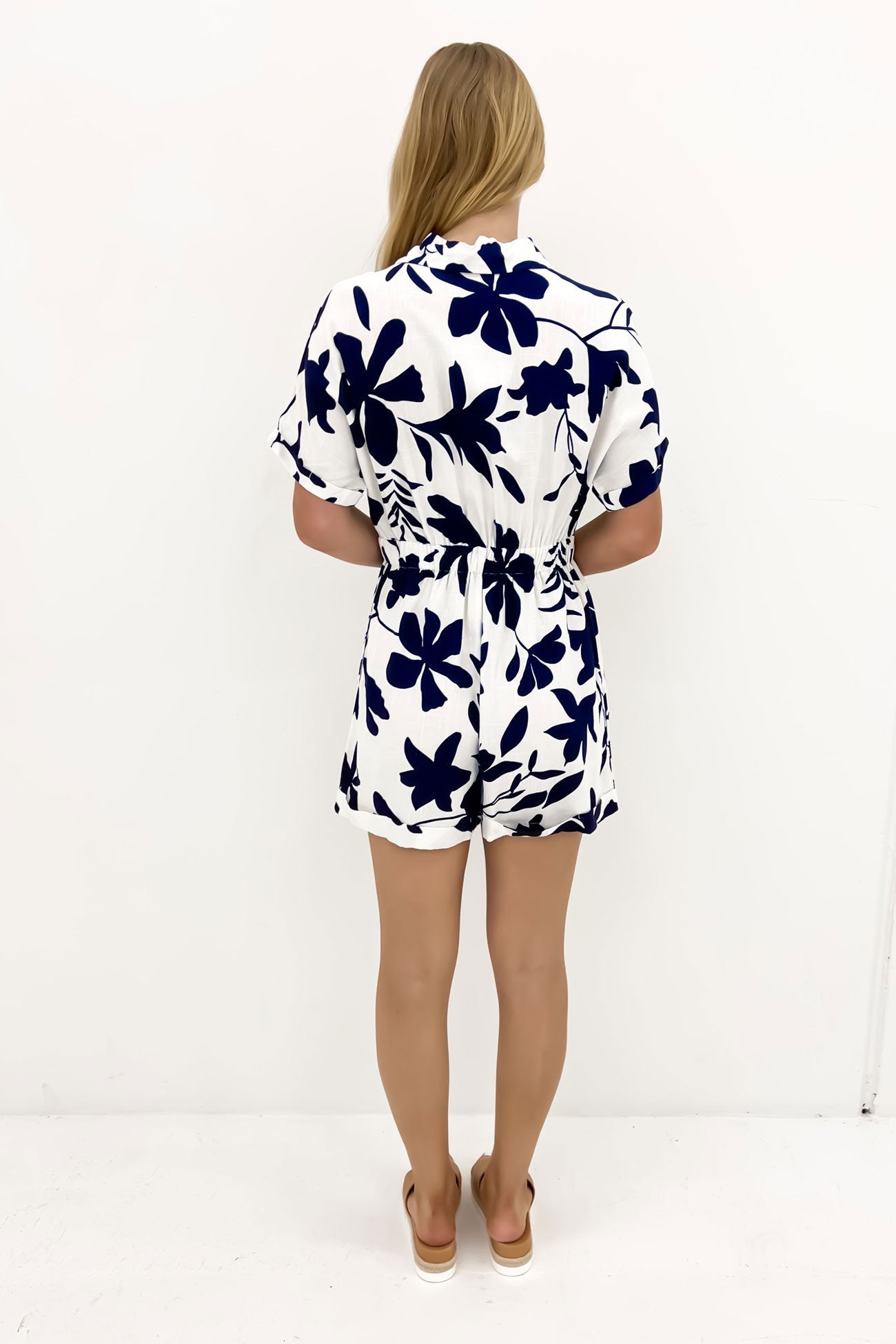Estelle Playsuit White Navy