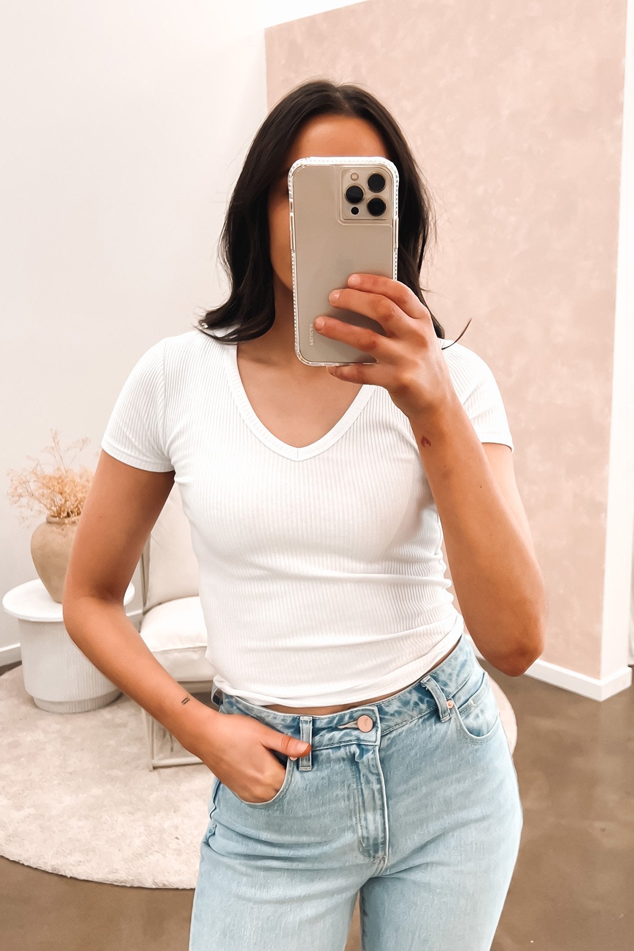 Eve Rib V Neck Tee