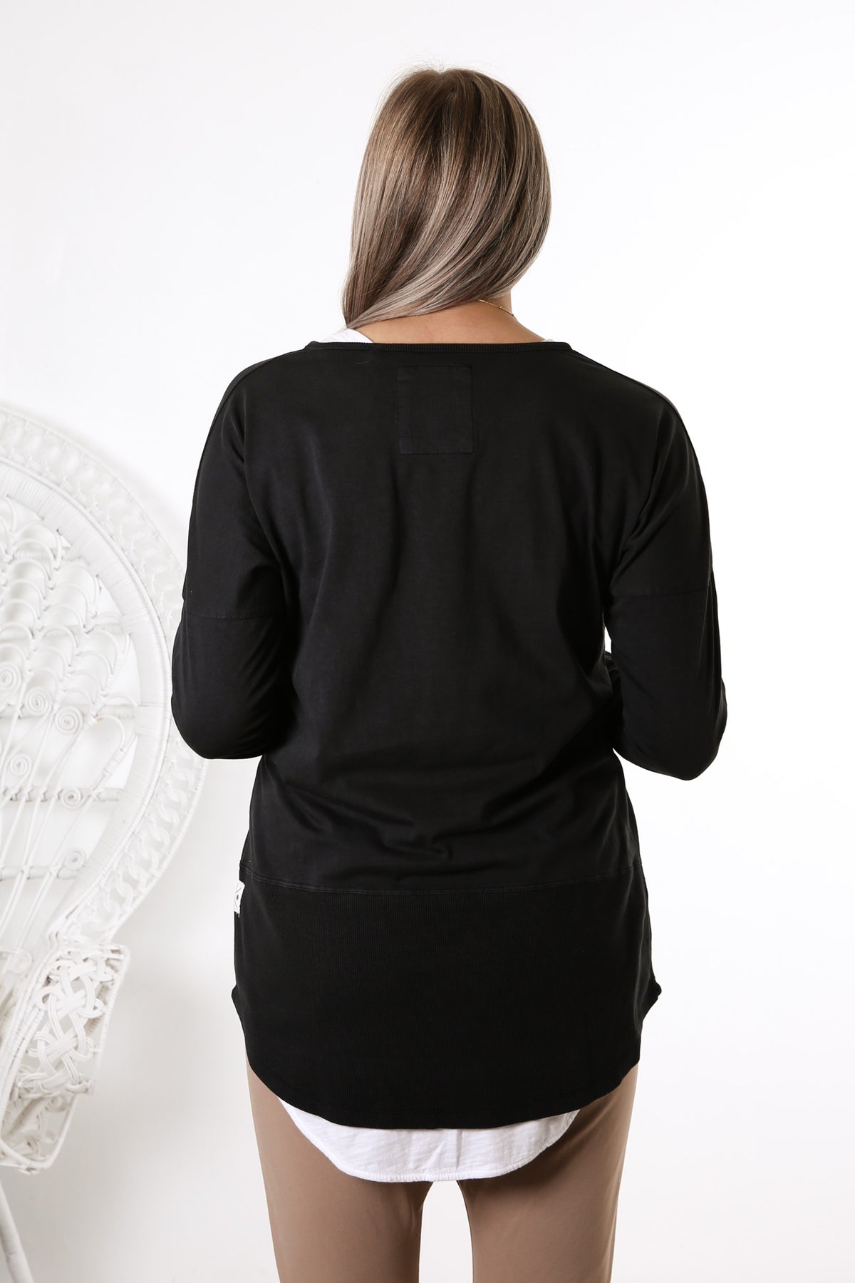 Fundamental Rib Long Sleeve Tee Washed Black