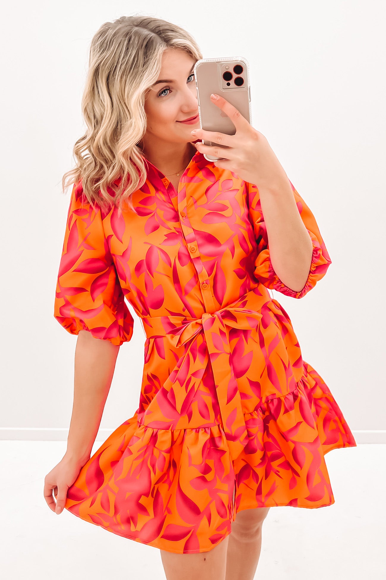 Georgi Mini Dress Orange Pink