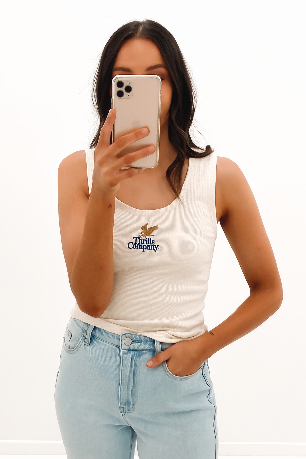 Golden Talons Rib Singlet Heritage White