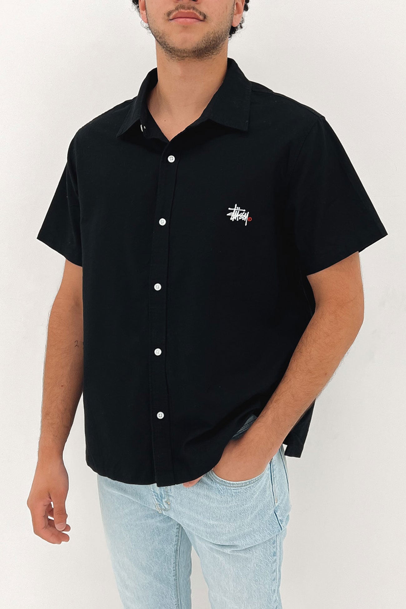 Graffiti Oxford Short Sleeve Shirt Black