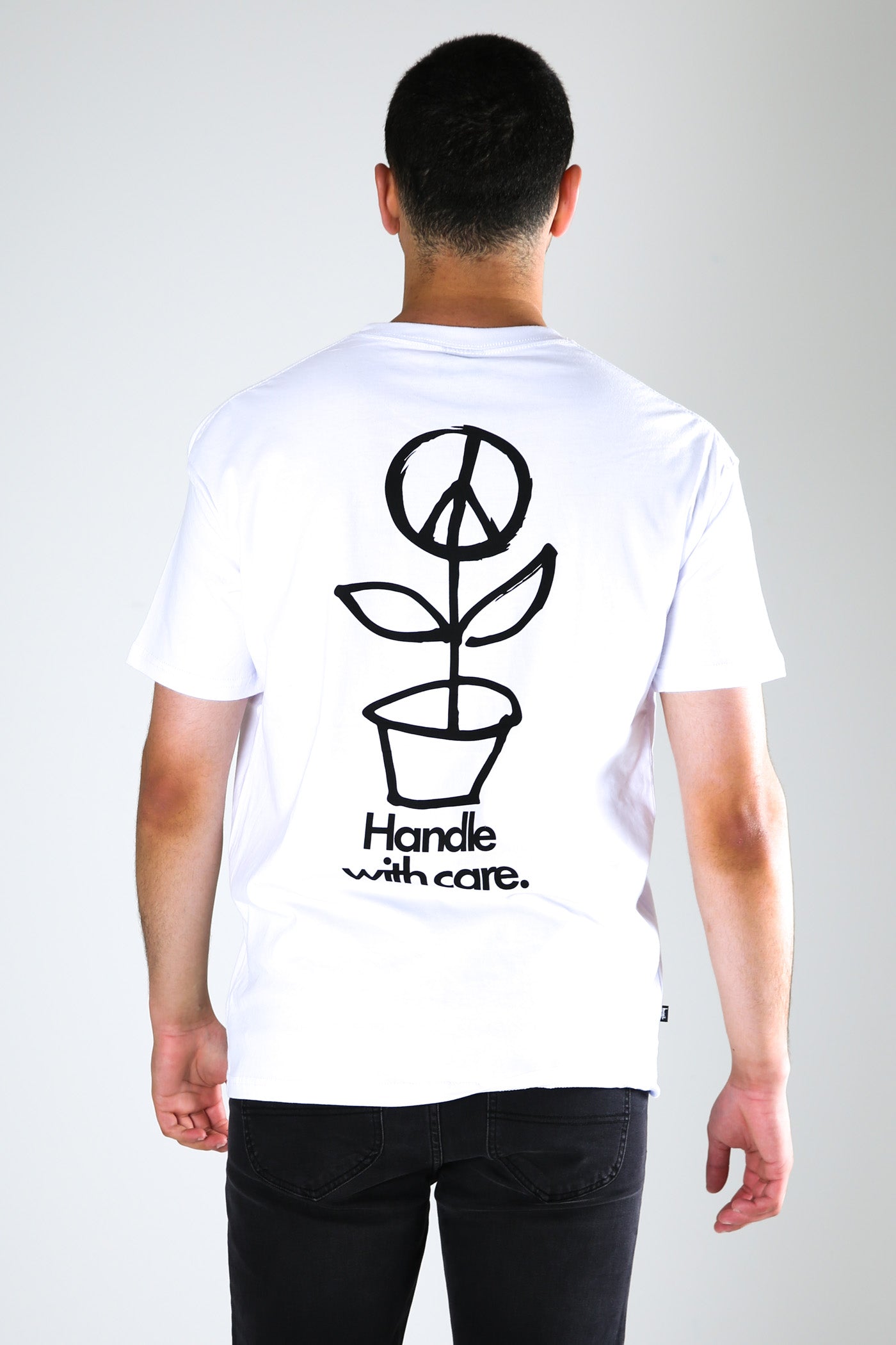 Handle With Care 50/50 Short Sleeve Tee White