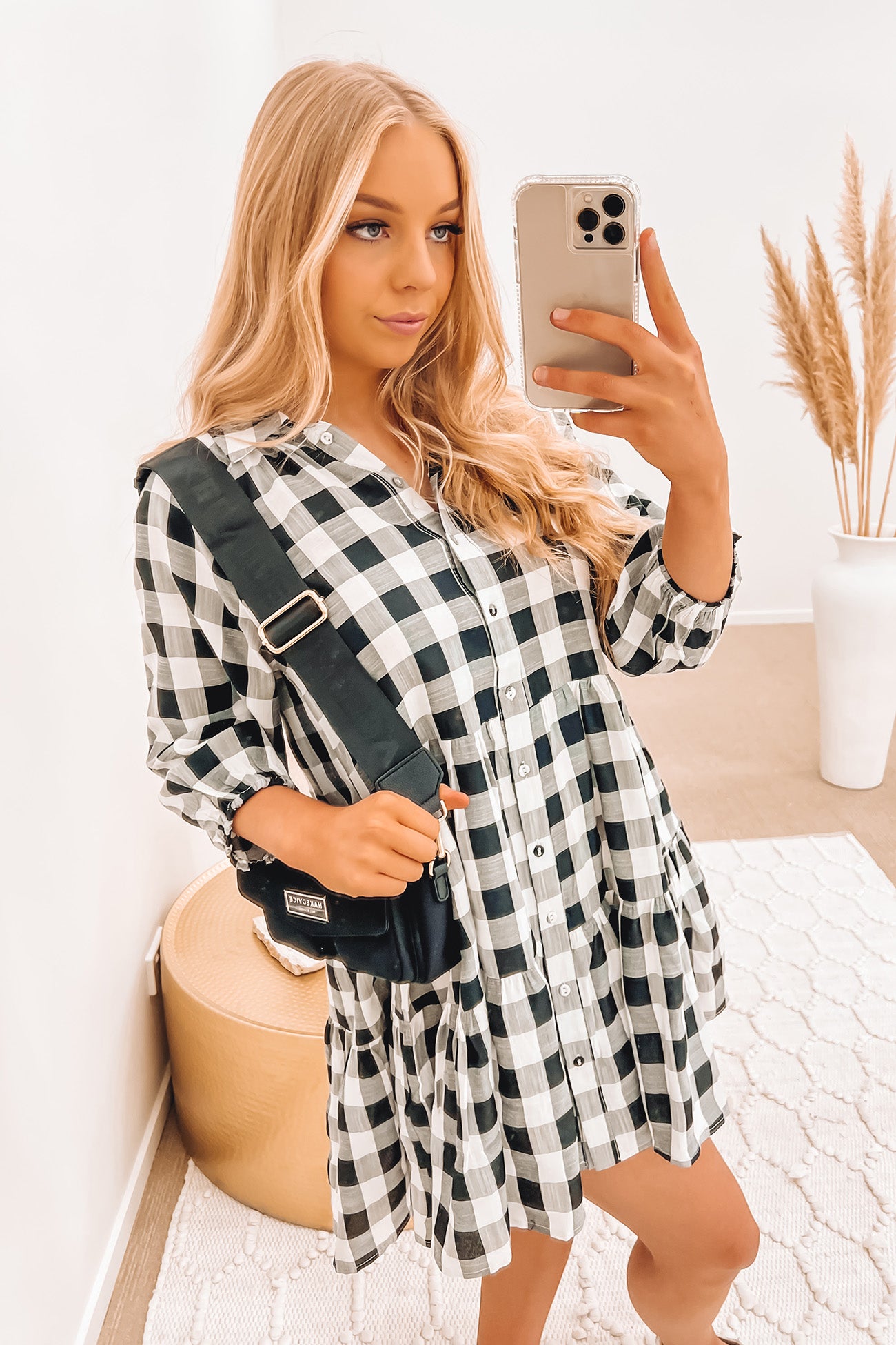Hattie Mini Dress Black Check