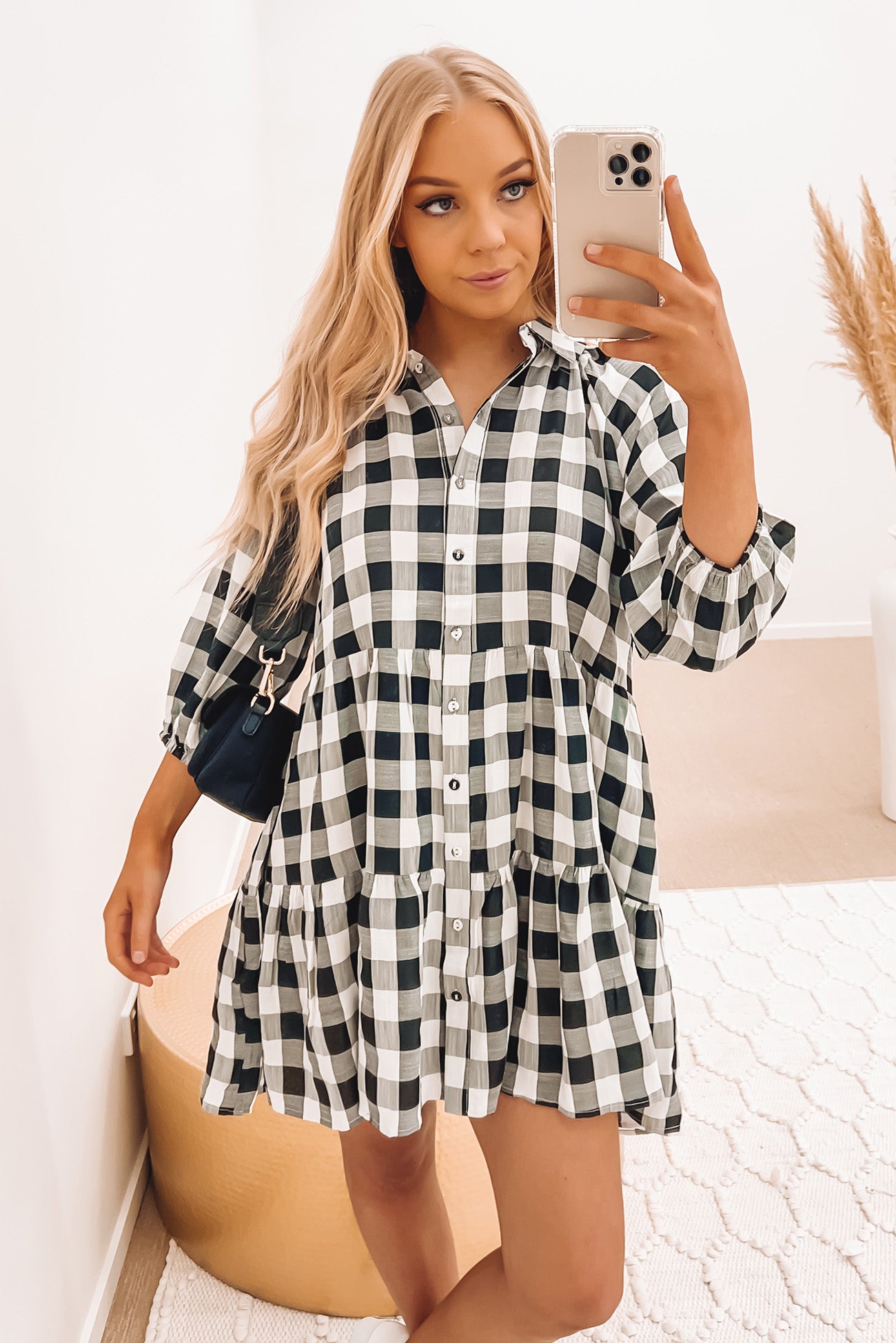 Hattie Mini Dress Black Check
