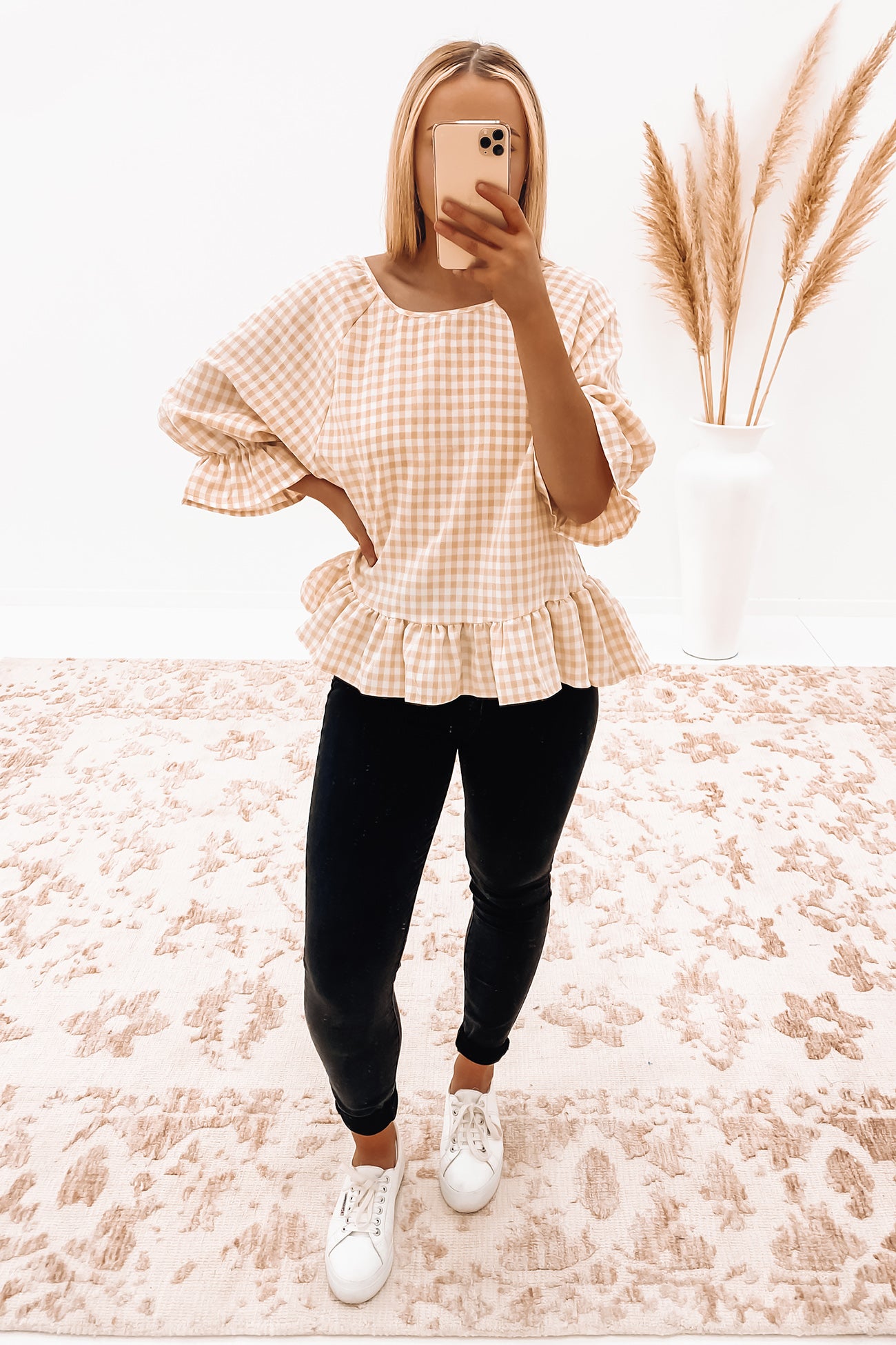 Hunter Top Beige Check