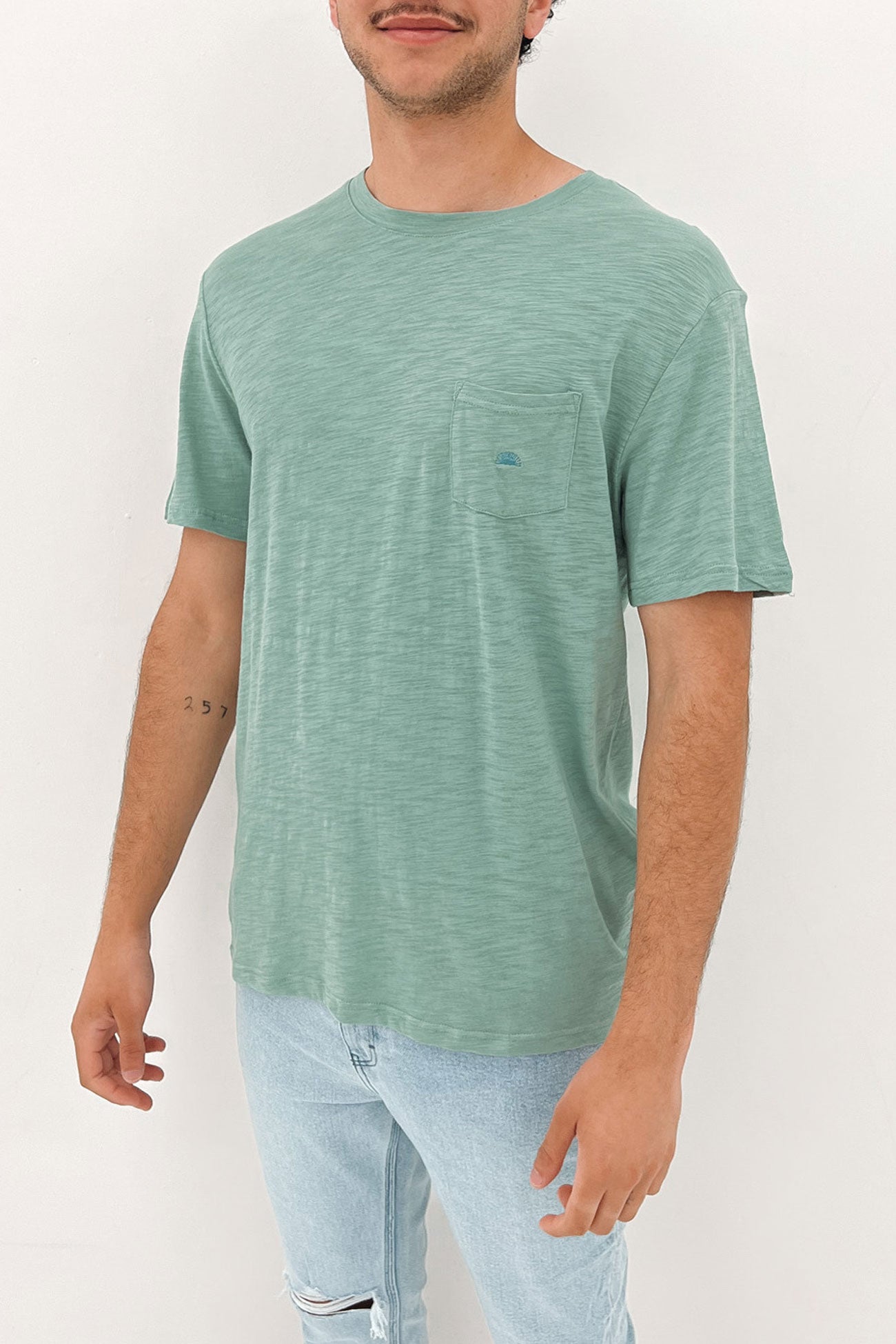 Embroidered Pocket Short Sleeve T-Shirt Seaform