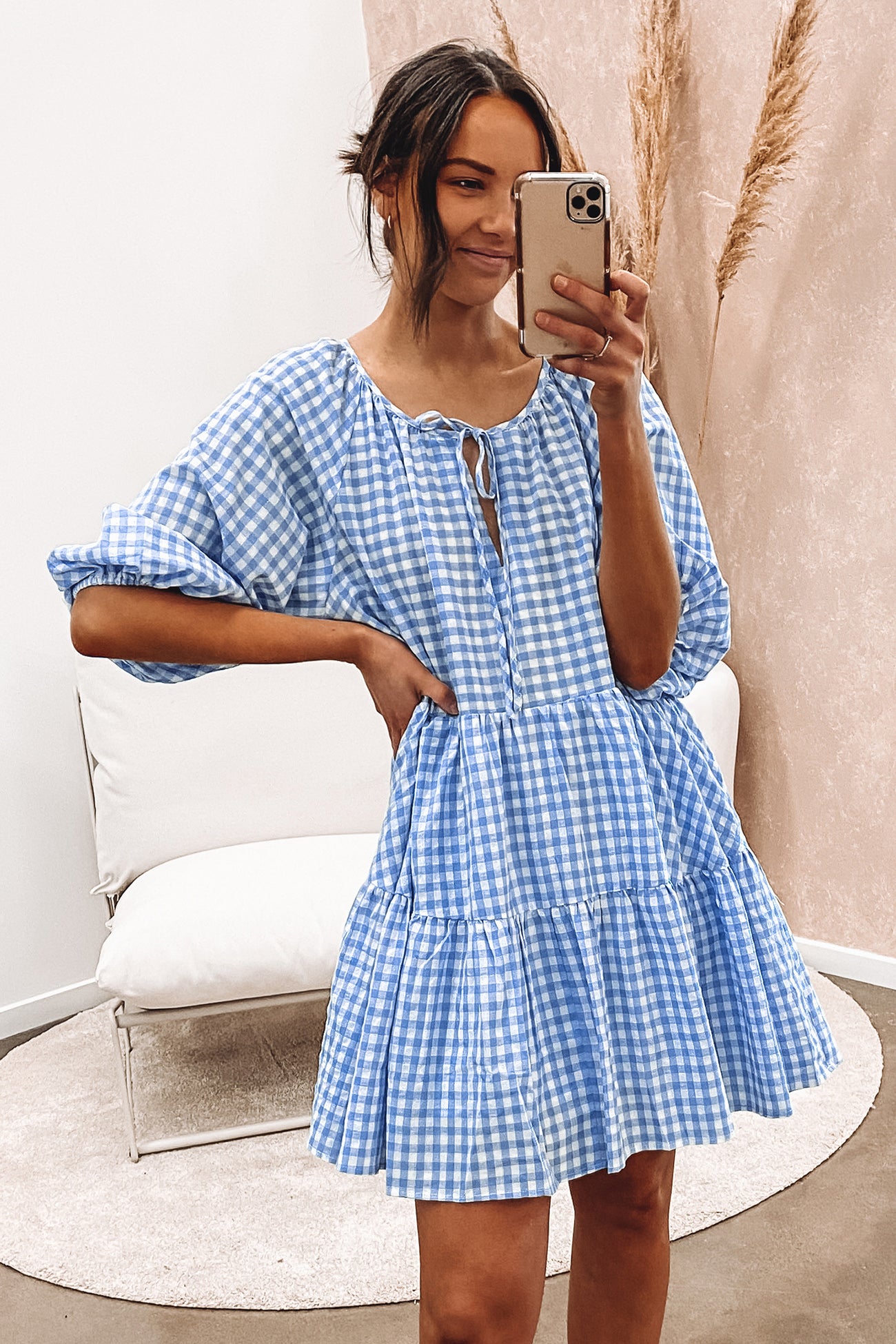 In The Shadows Dress Blue Gingham