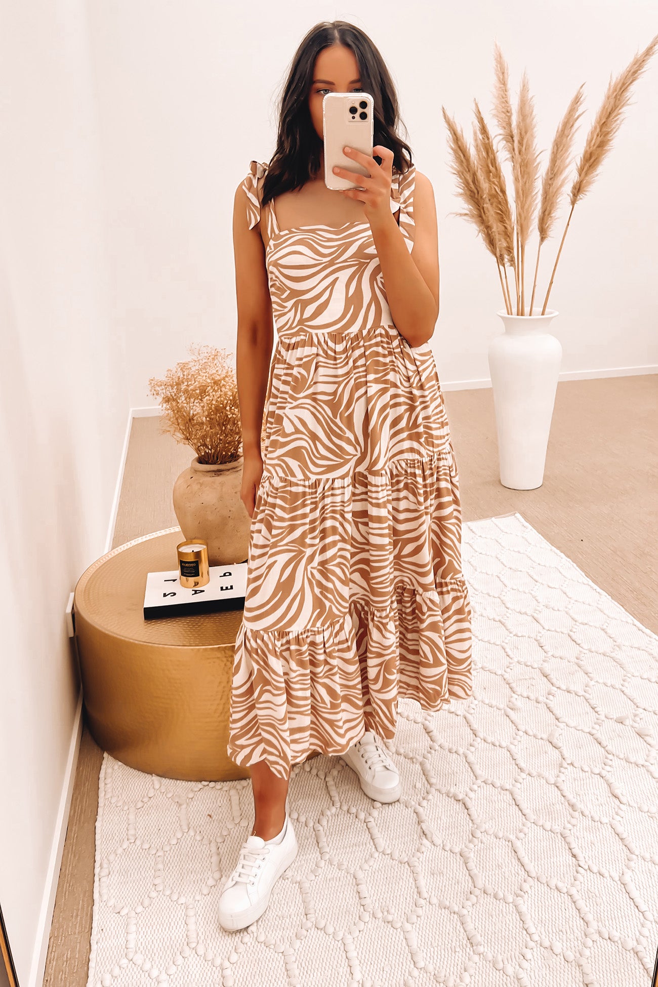 Jardi Midi Dress Brown
