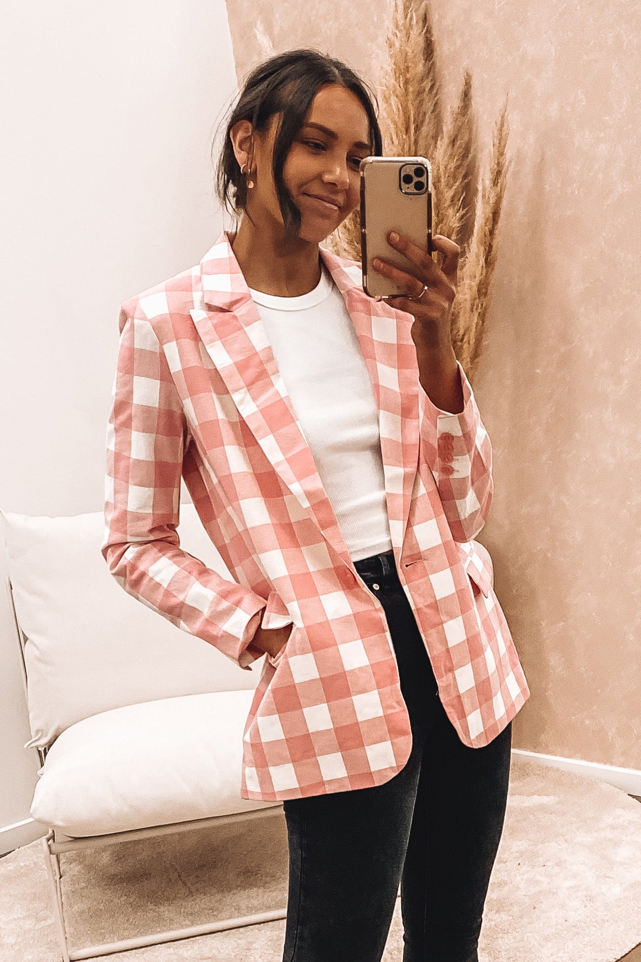 Jasper Check Blazer Pink