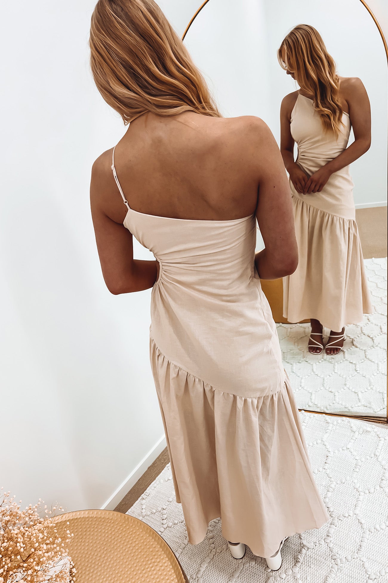 Julien Midi Dress Beige