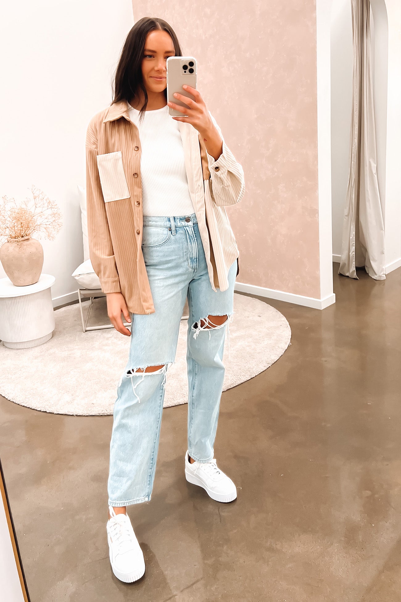 Kensley Cord Shirt Beige Brown