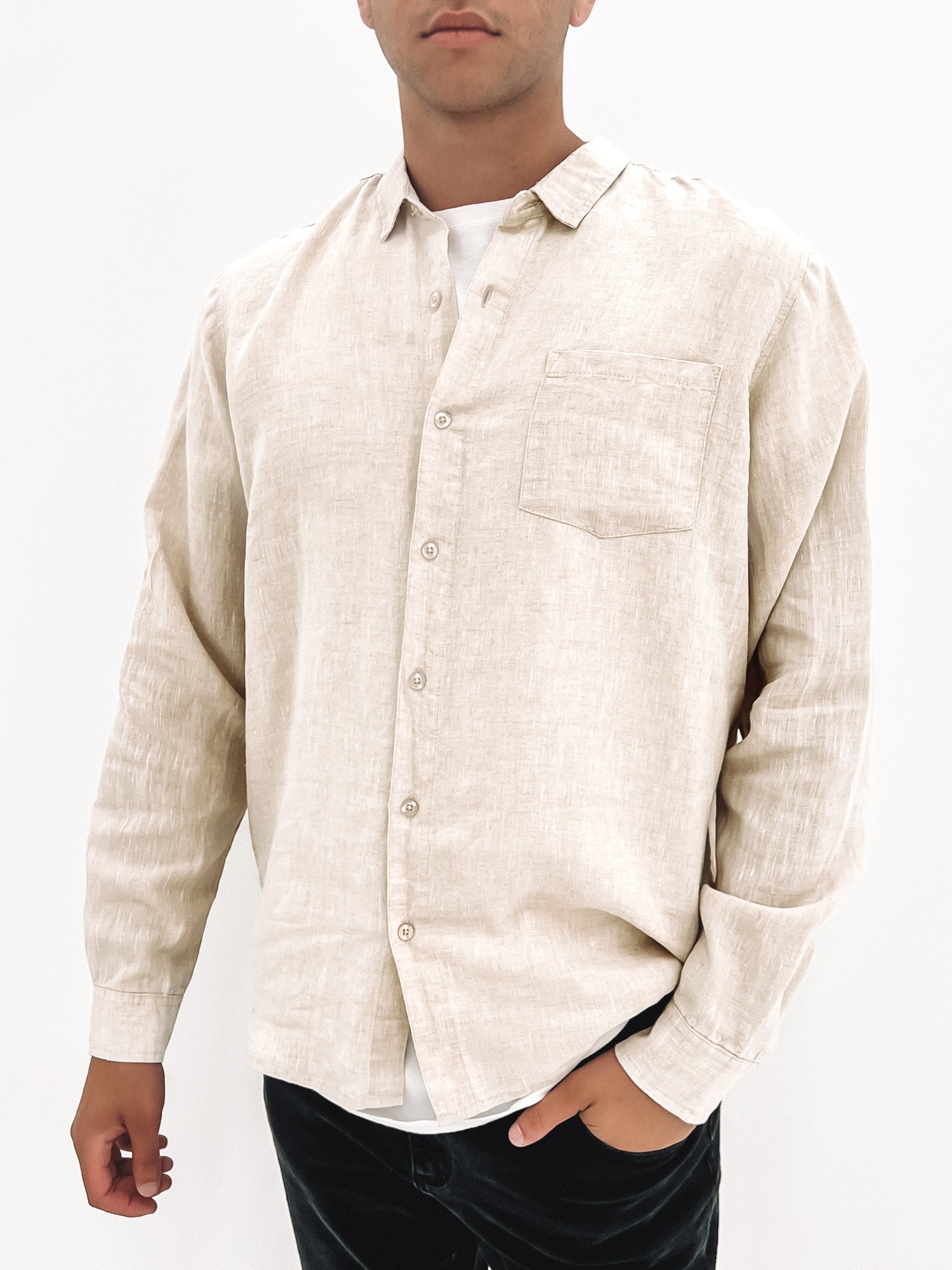 Linen Long Sleeve Shirt Natural