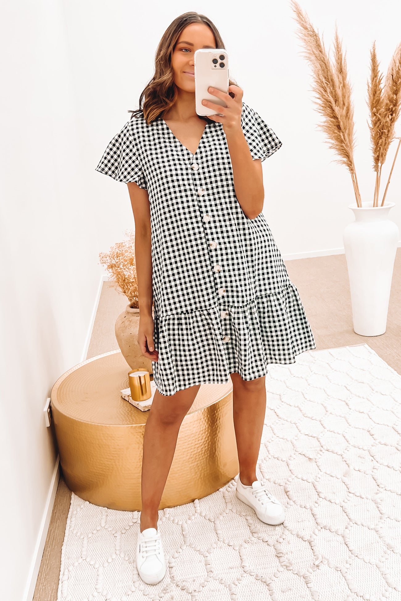 Lyra Mini Dress Black Gingham