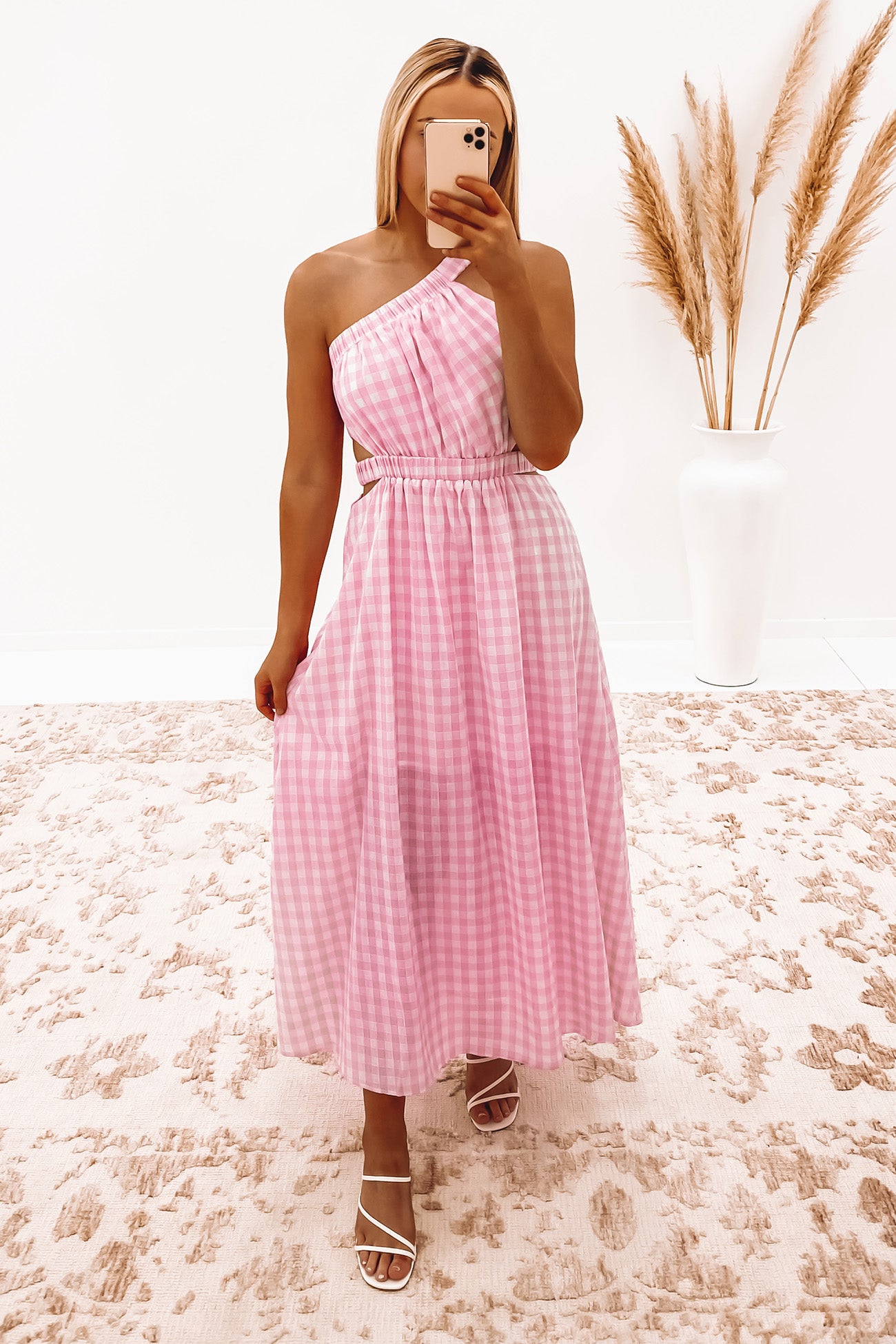 Macey Maxi Dress Pink Check
