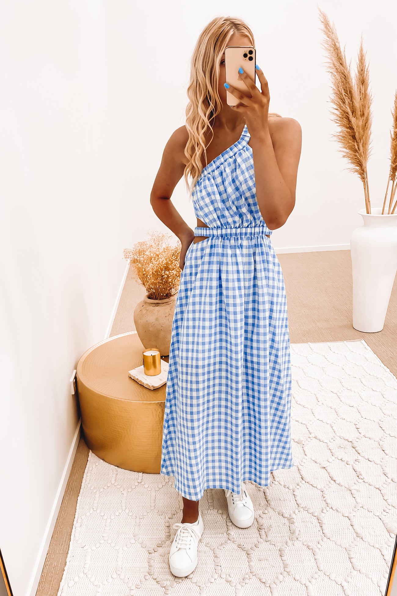 Macey Maxi Dress Blue Check
