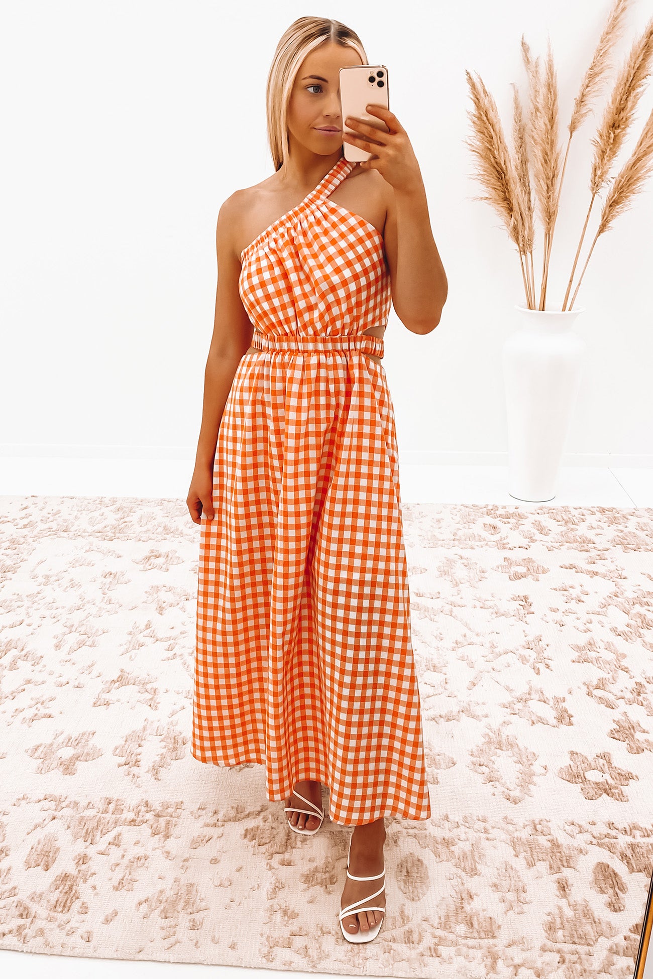 Macey Maxi Dress Orange Check