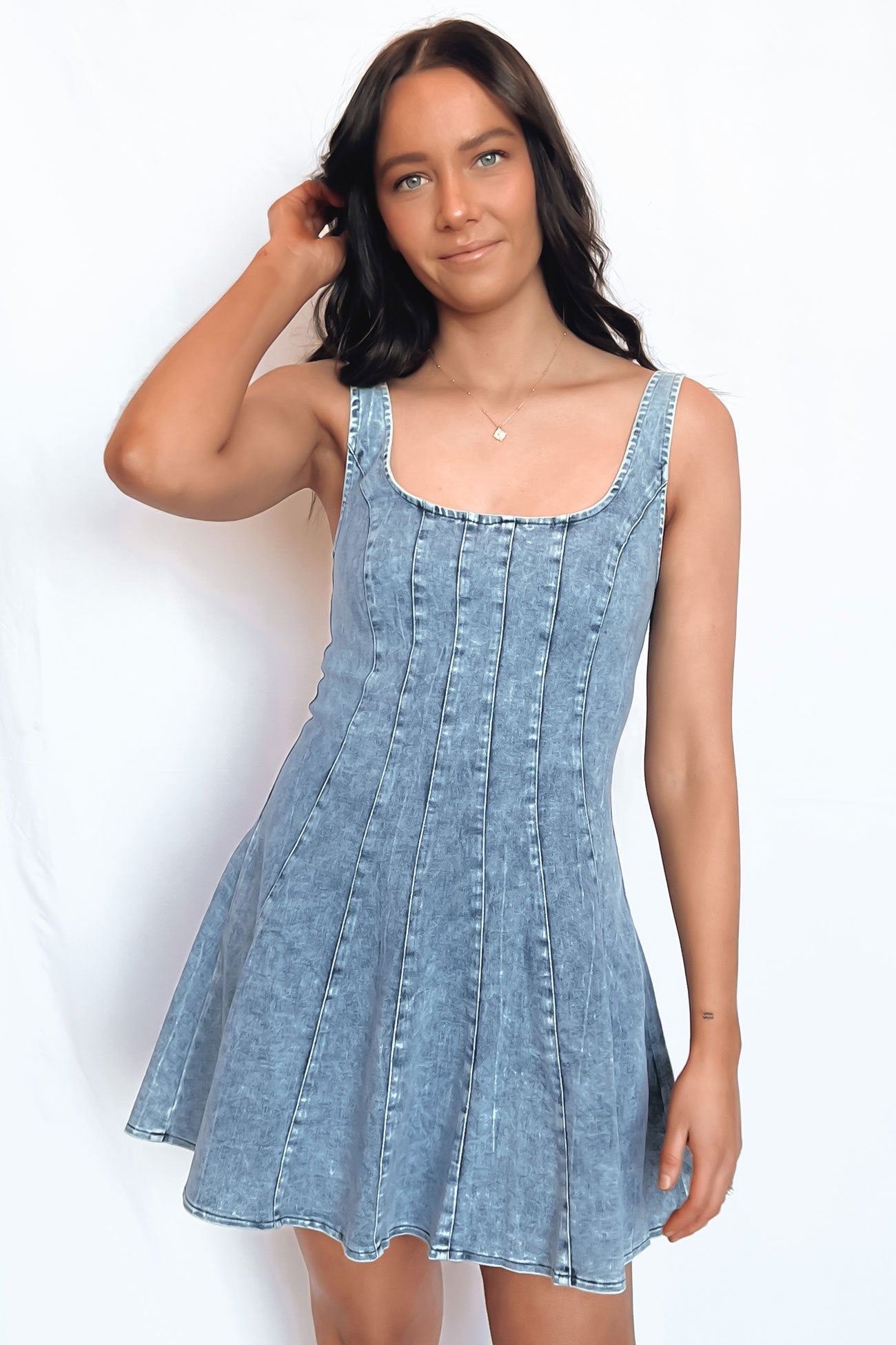 Mellie Denim Mini Dress Blue