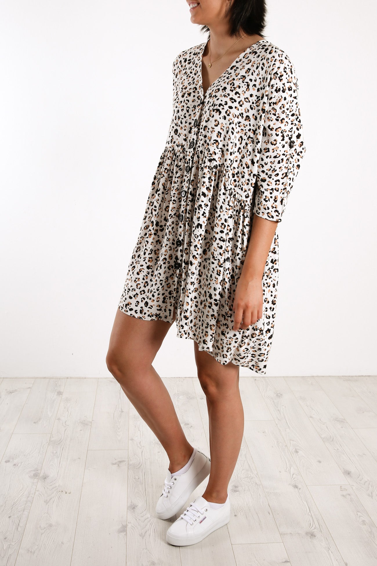Mercury Dress White Leopard Print
