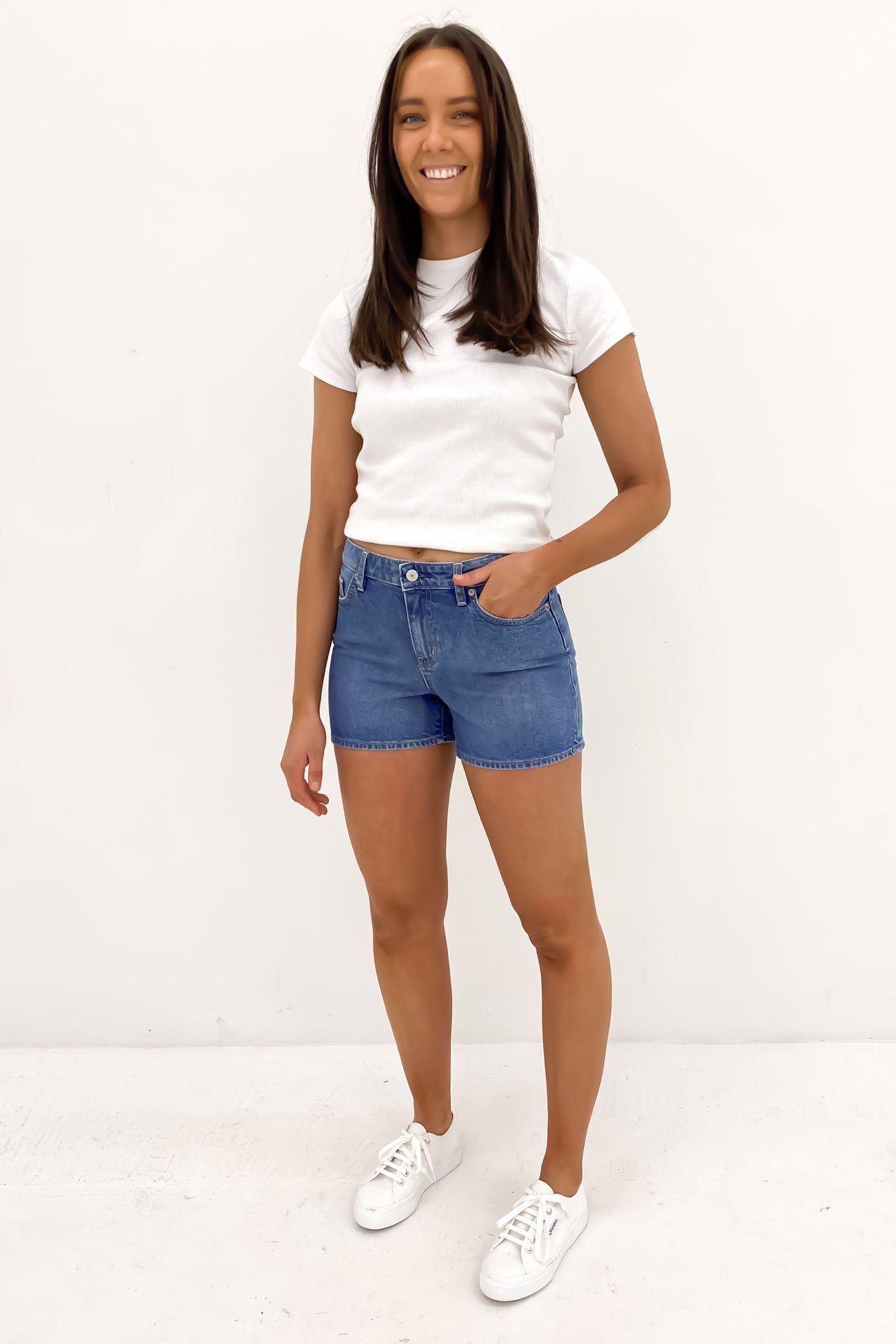 Mid Mom Short Focus Blue